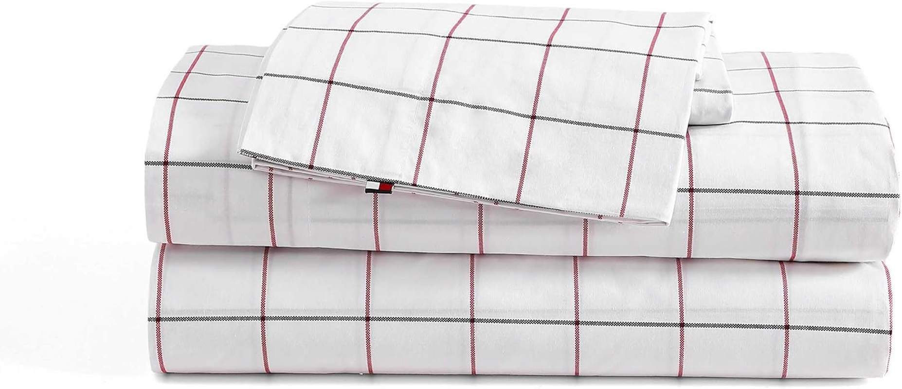 Tommy Hilfiger - Sheet Set, Cotton Washed Percale Bedding with Matching Pillowcases, Crisp & Cool, Solid Home Essentials (Ivory, King)