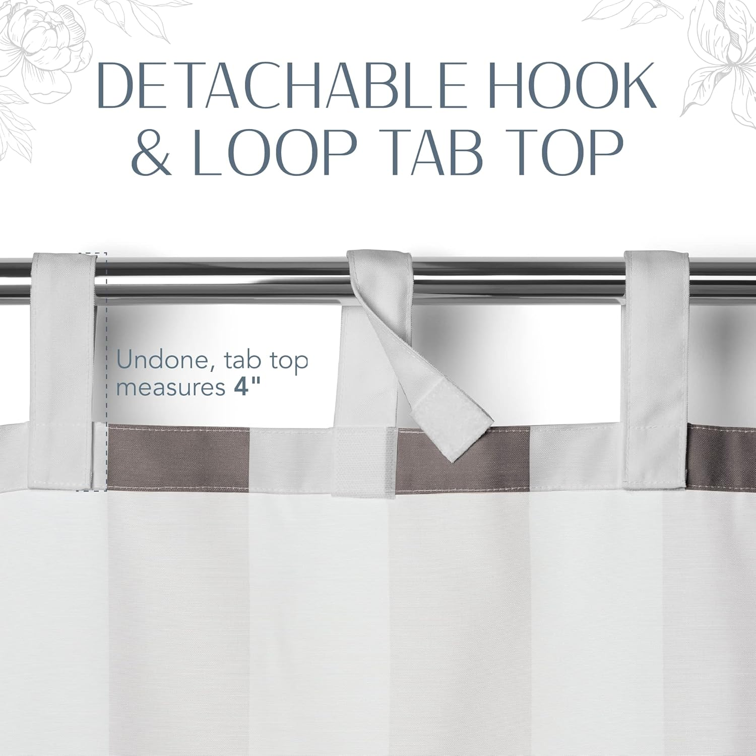 Elrene Home Fashions 026865874464 Indoor/Outdoor Tab Top Stripe Single Panel Window Curtain Drape, Gray, 50"X84" image number 3