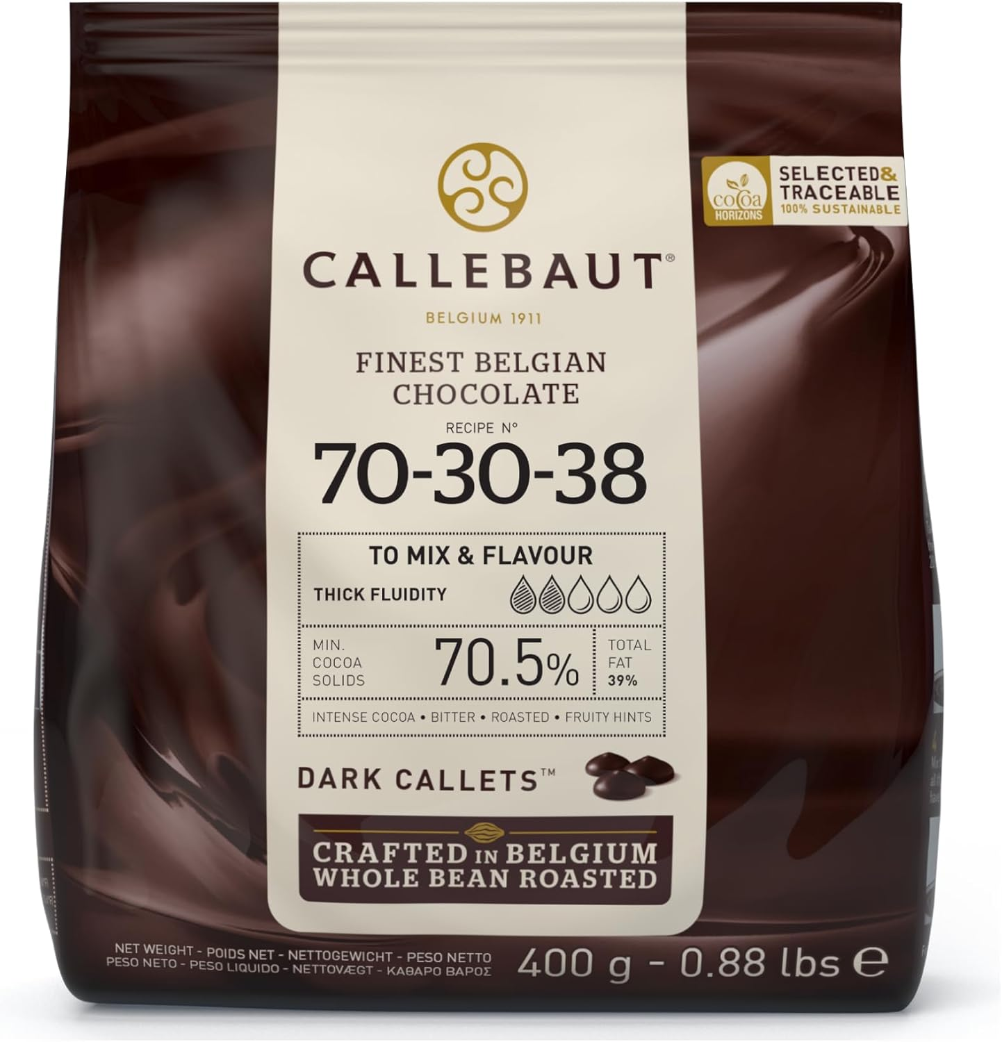 Callebaut Dark Chocolate Callets 70.5% 400G image number 2
