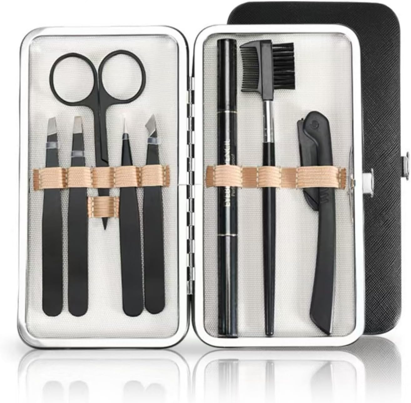 XFJSAK 8-Piece Eyebrow Grooming Set, Professional Eyebrow Grooming Set Includes 4 Eyebrow Holders with Different Tips, Eyebrow Clippers, Eyebrow Comb, Eyebrow Shaper and Eyebrow Pencil. image number 4