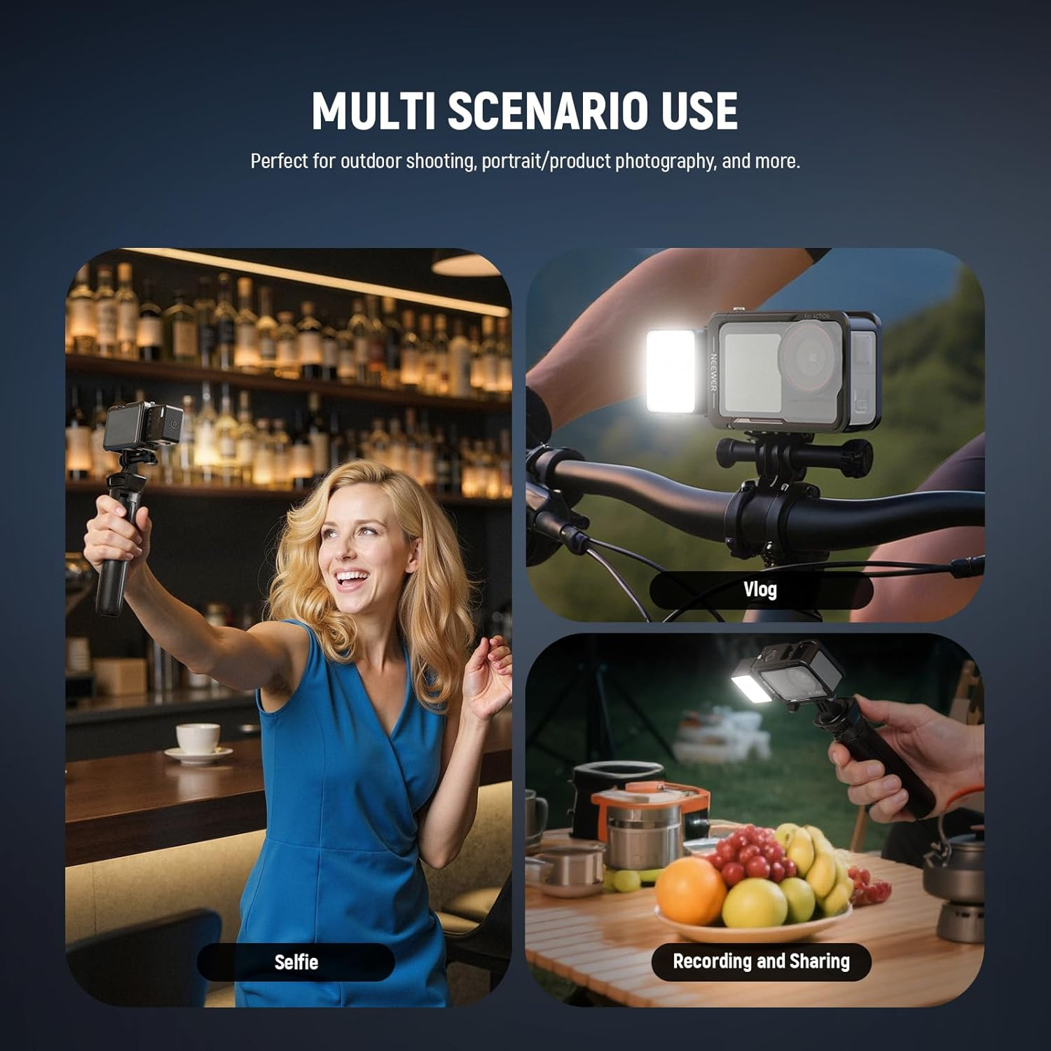 NEEWER Basics M20 Magnetic LED Camera Light Compatible with DJI OSMO Nano Action 3 4 5 Pro Cage NEEWER AC009 PRO Pocket 3 Accessories Expansion Adapter, Plastic Mini Fill Light Attachment 5600K CRI95+ image number 3