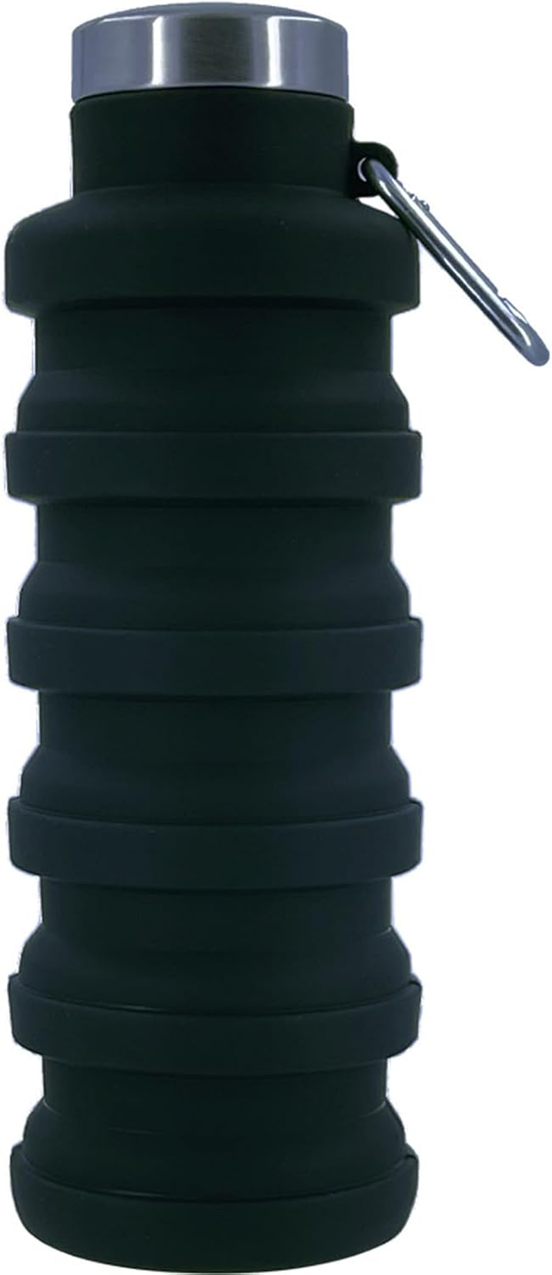 Collapsible Water Bottle, Foldable Water Bottles 17Oz, Portable Leak Proof Sports Water Bottle, BPA Free Reusable Travel Water Bottle, Silicone Collapsible Water Bottles with Carabiner (Black) image number 4