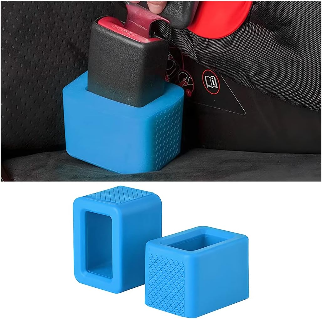 BELOMI 2 Pack Seat Belt Buckle Holder, Easy Access to the Buckles of Rear Seats, Silicone Seat Belt Buckle Booster Fit for Kids, Car Seatbelt Holder Makes Receptacle Upright Buckling (Gray)