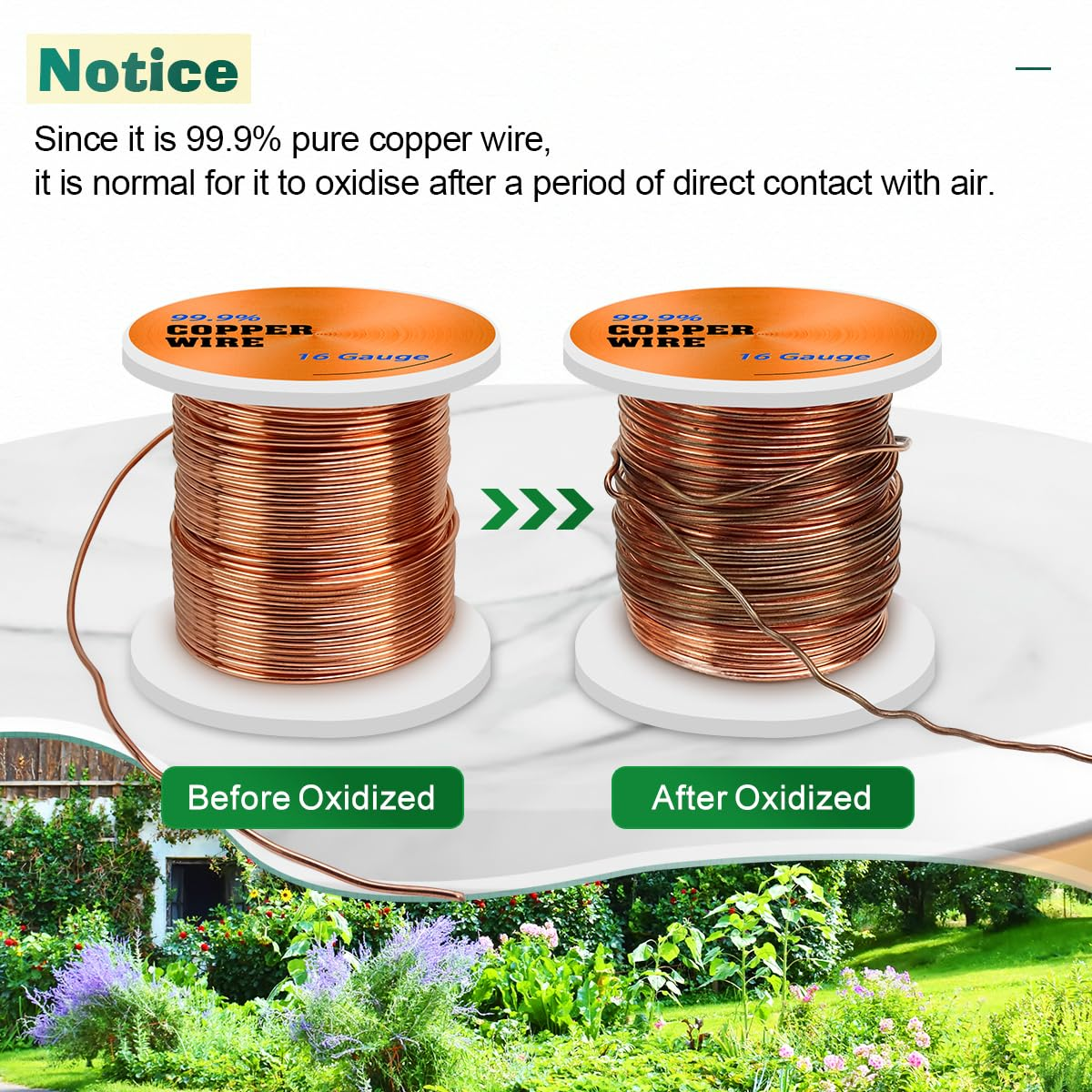 UCINNOVATE 99.9% Pure Copper Wire, 16 Gauge/ 1.3 Mm Diameter 33Feet Soft Pure Copper Wire, 16 AWG 10M Solid Pure Copper Wire for Jewelry Making Wire Craft Wire image number 2