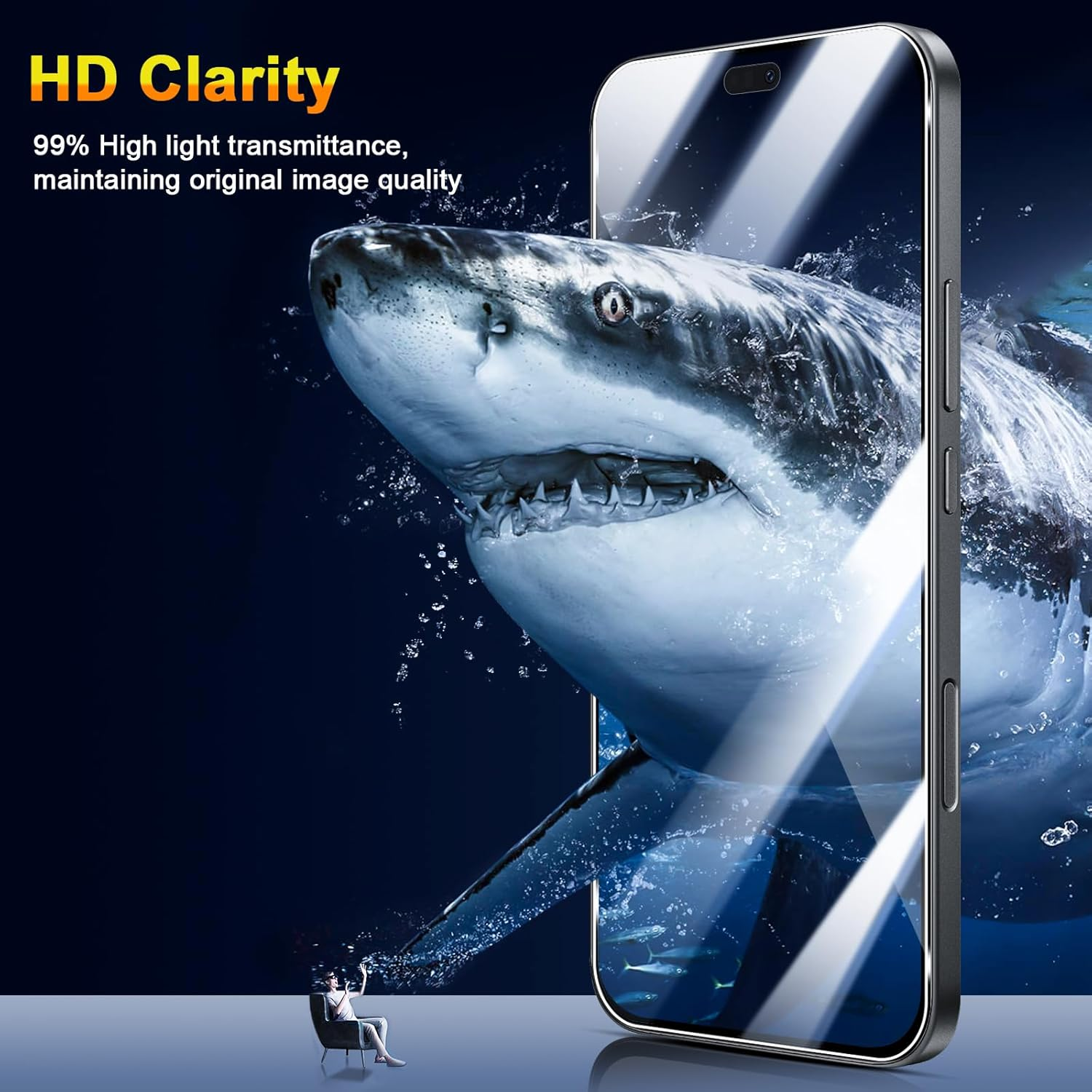 QULLOO Screen Protector for Honor 400 Lite, Pack of 2 Screen Protectors with 2 Camera Protection, 9H Hardness Tempered Glass HD Clear Protective Glass Anti-Scratch Film image number 5