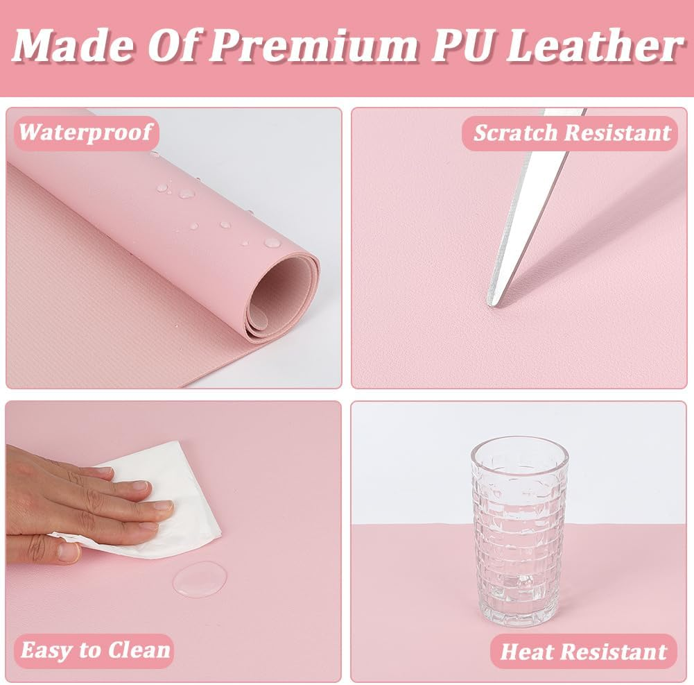 CABODYALS Pink Nail Art Table Mat Foldable Soft Single Side PU Leather Arm Hand Rest Pad Non Slip Waterproof Protective Washable Computer Keyboard Desk Mats for Home Manicure Salon Work Writing - Black image number 6