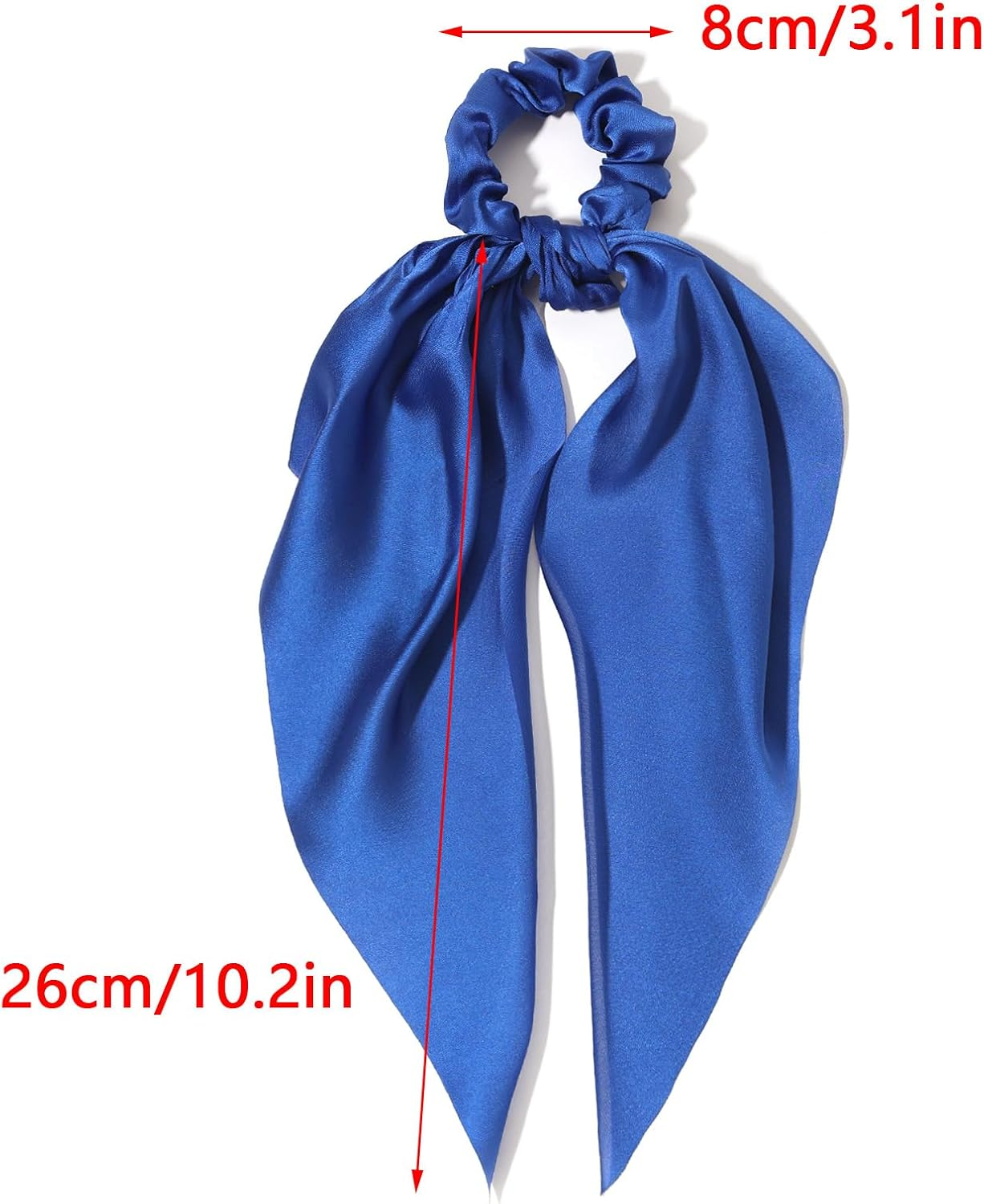 2 PCS Hair Scrunchies Scarf Hair Ribbon Satin Silk Elastic Hair Tie Bow Bands Ponytail Holder Accessories for Women Girls (White, One Size) image number 1