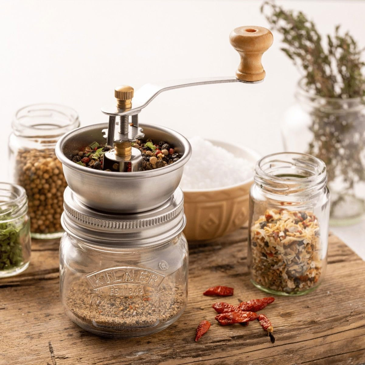 Kilner Spice Mill Set with Glass 0.25 Litre Preserving Jar