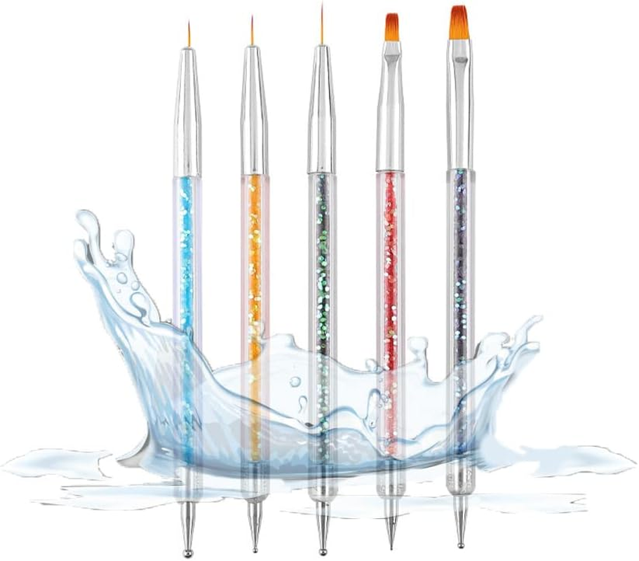 5 Pieces Nail Art Brush Tool Set Nail Art Brush Nail Liner Brush for Nail Polish Making Dot Fine Painting DIY image number 4