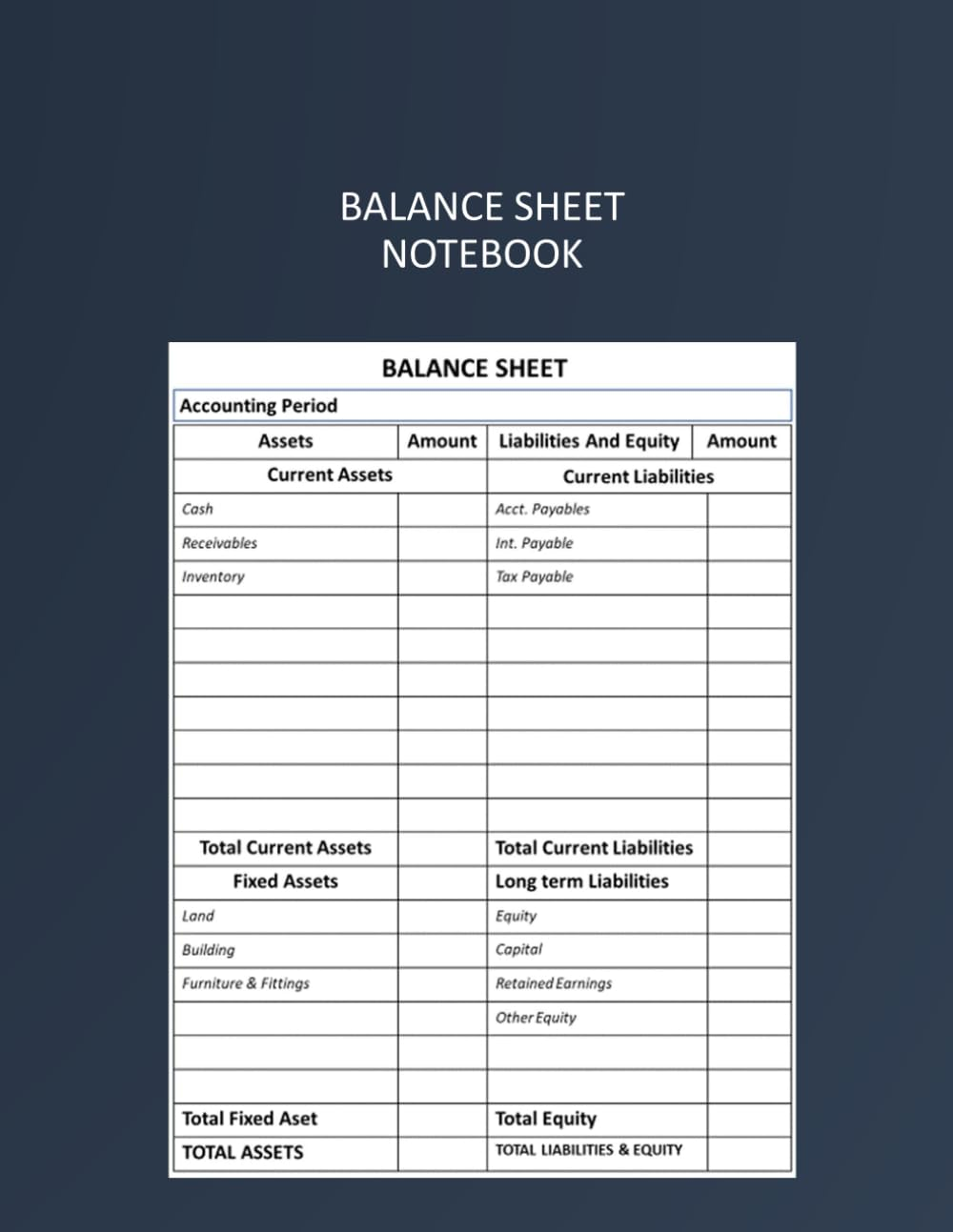 Balance Sheet Notebook: Income Statement Payment Balance, Money Management Journal, Account Book