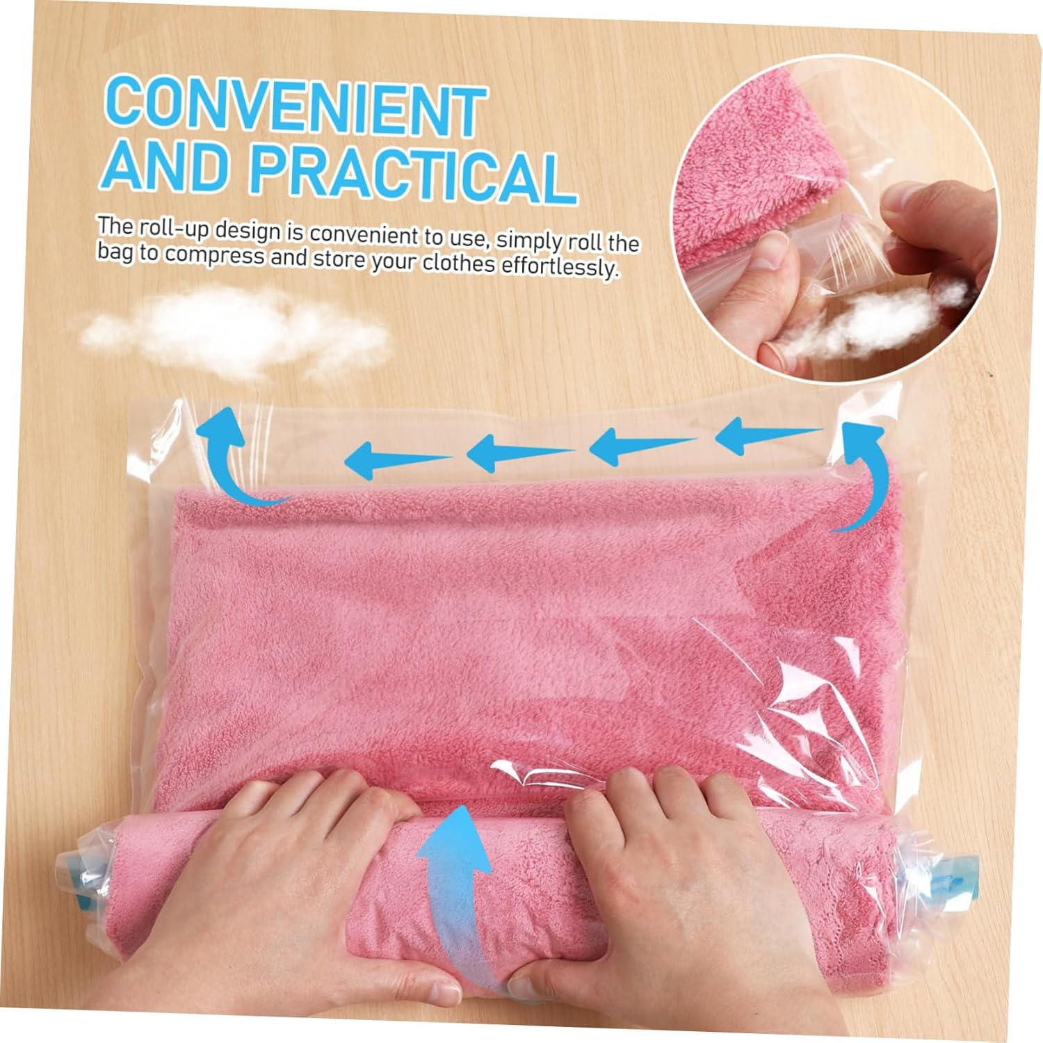 KOMBIUDA 12Pcs Travel Compression Bags Vacuum Storage Bags for Clothes Space Saver Packing Cubes Travel Essentials Double Sealed image number 6