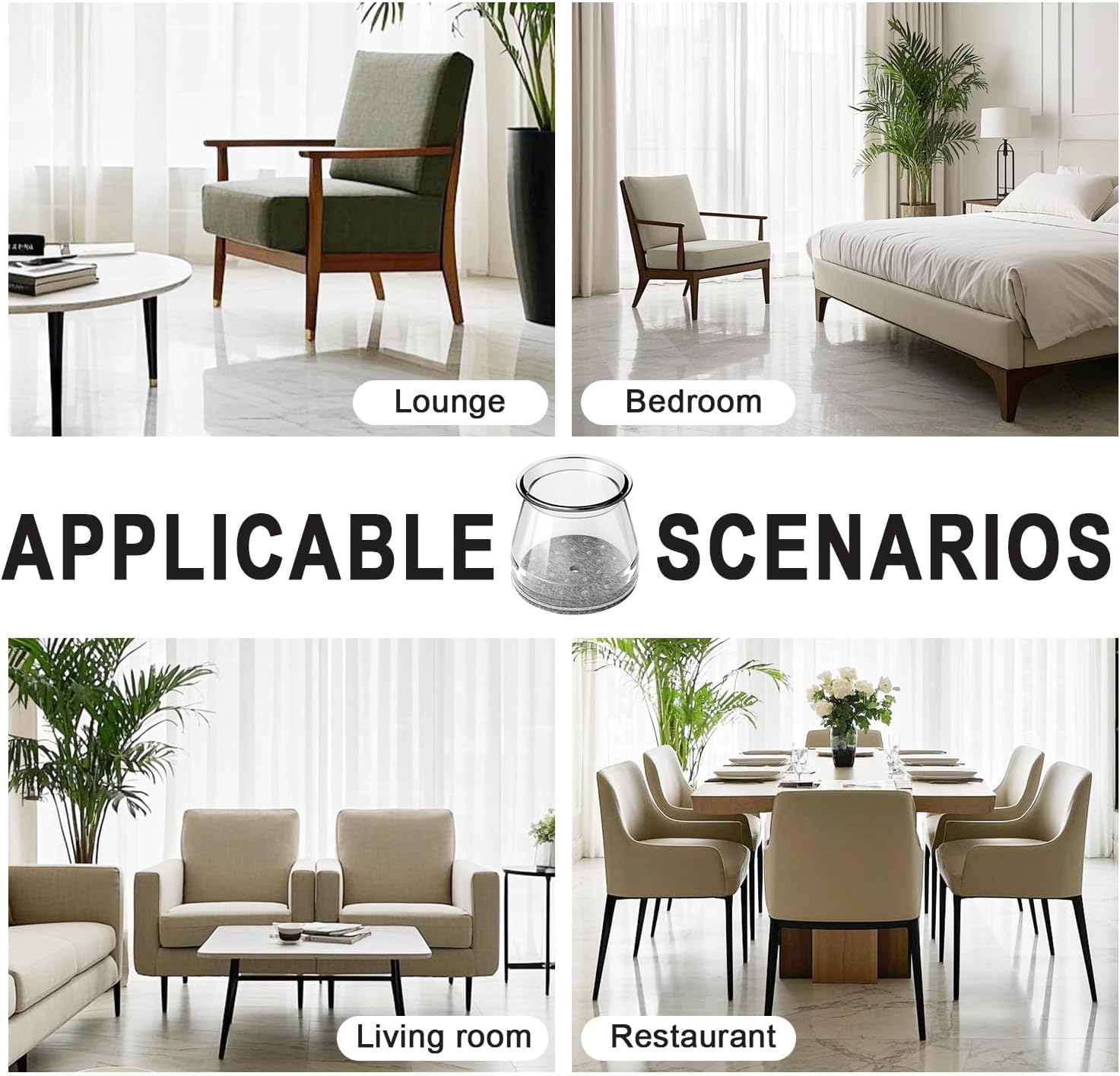 Chair Leg Floor Protectors 24PCS Furniture Sliders for Hardwood Floors, Silicone Chair Leg Protectors for Protecting Floors from Scratches and Noise (Small-Clear)