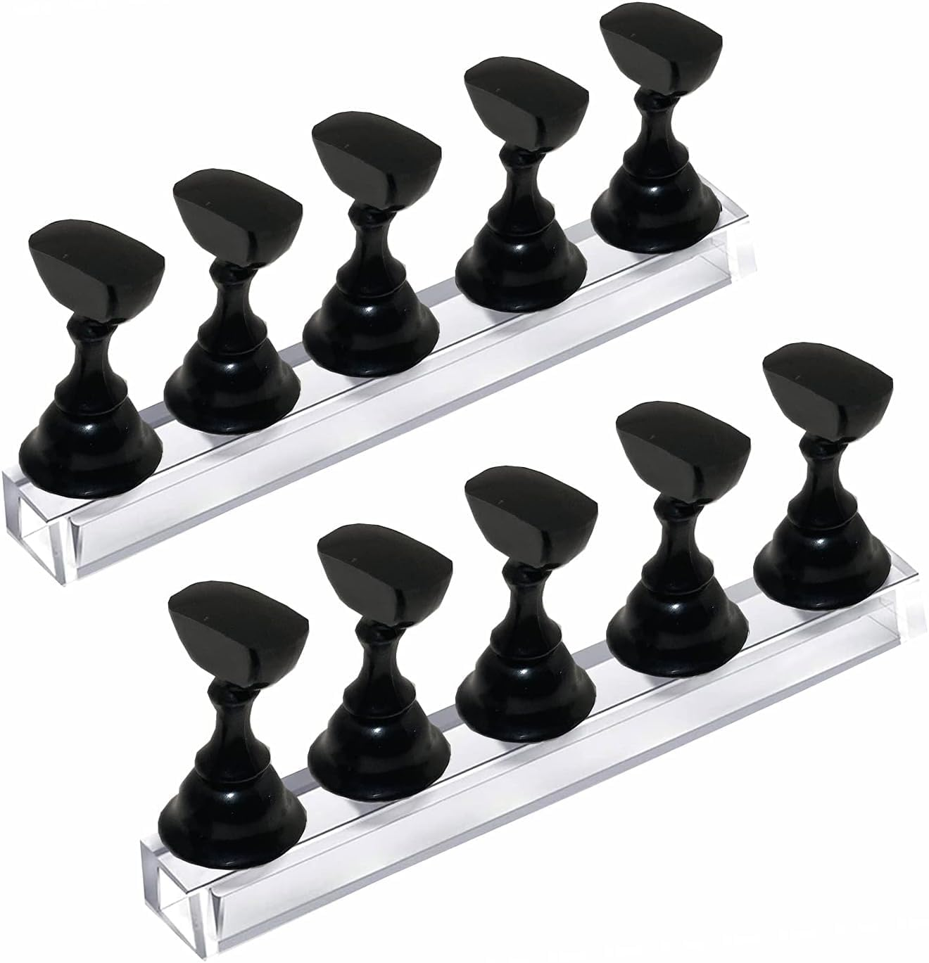 Acemedia 2 Sets Acrylic Nail Display Stand Nail Holder Magnetic Nail Practice Stand Fingernail DIY Nail Design Stand for False Nail Manicure Tool (Black) image number 5