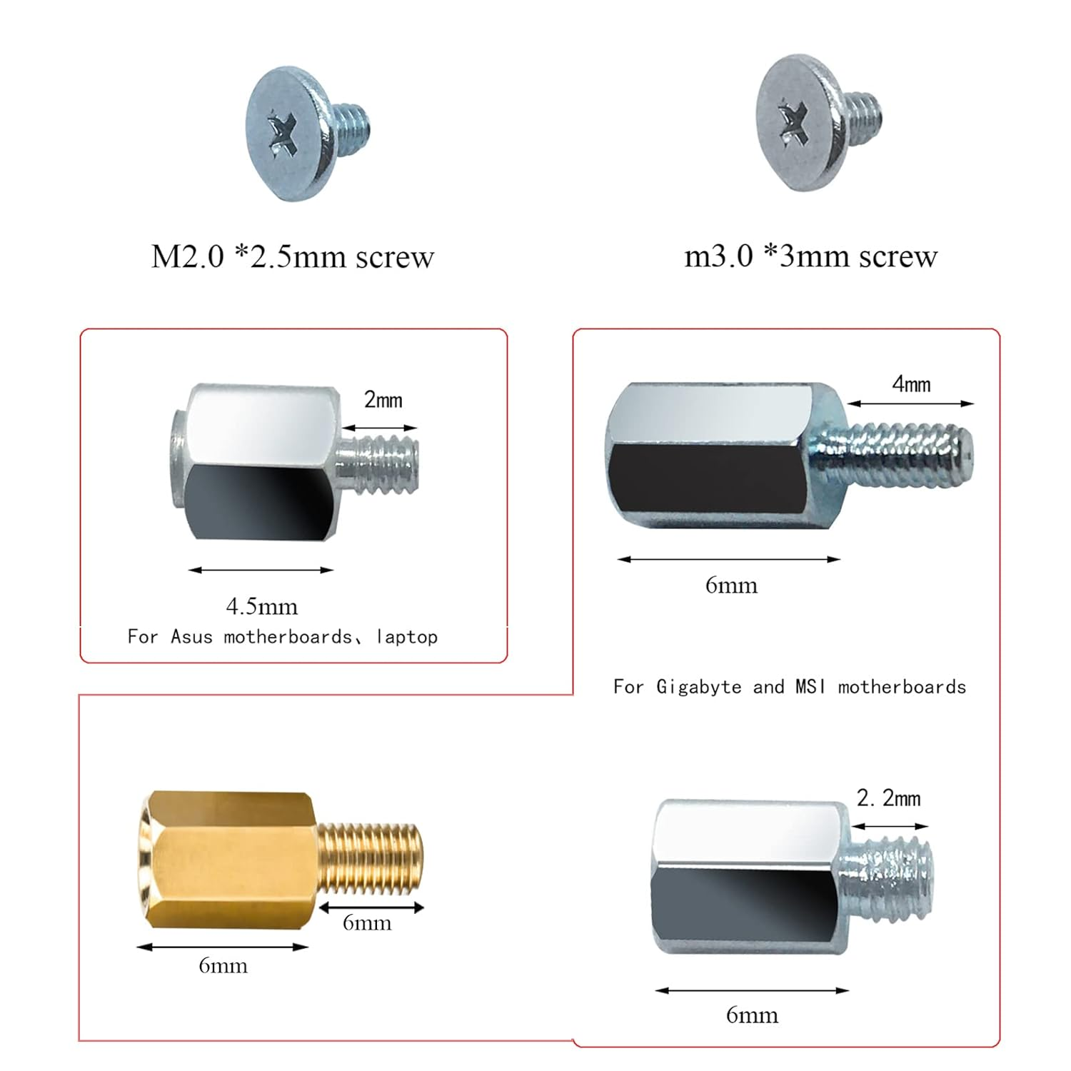 SGTKJSJS M.2 NVME Pcie SSD PS5 Mounting Screws for ASUS, MSI, Gigabyte Motherboards - 17 Pieces