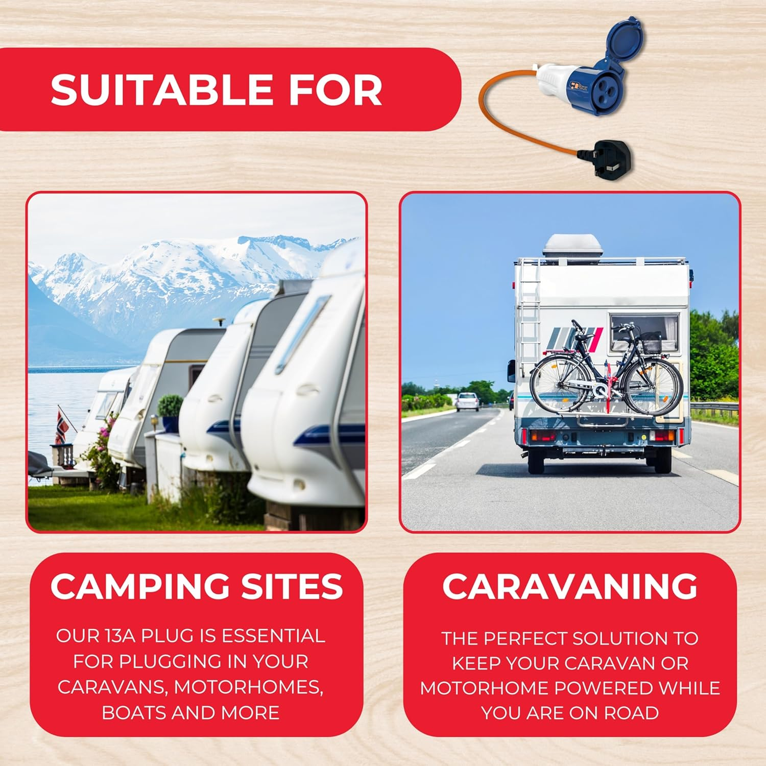 Double Dragon UK Caravan Trailer Hook-Up Lead, Fly Lead, 13A Plug to 16A Socket Adapter, 230V UK Electric Mains Adapter, Caravan Trailer Campervan Site Connector, with 3 Pin UK Ease Fuse Replace Plug image number 5