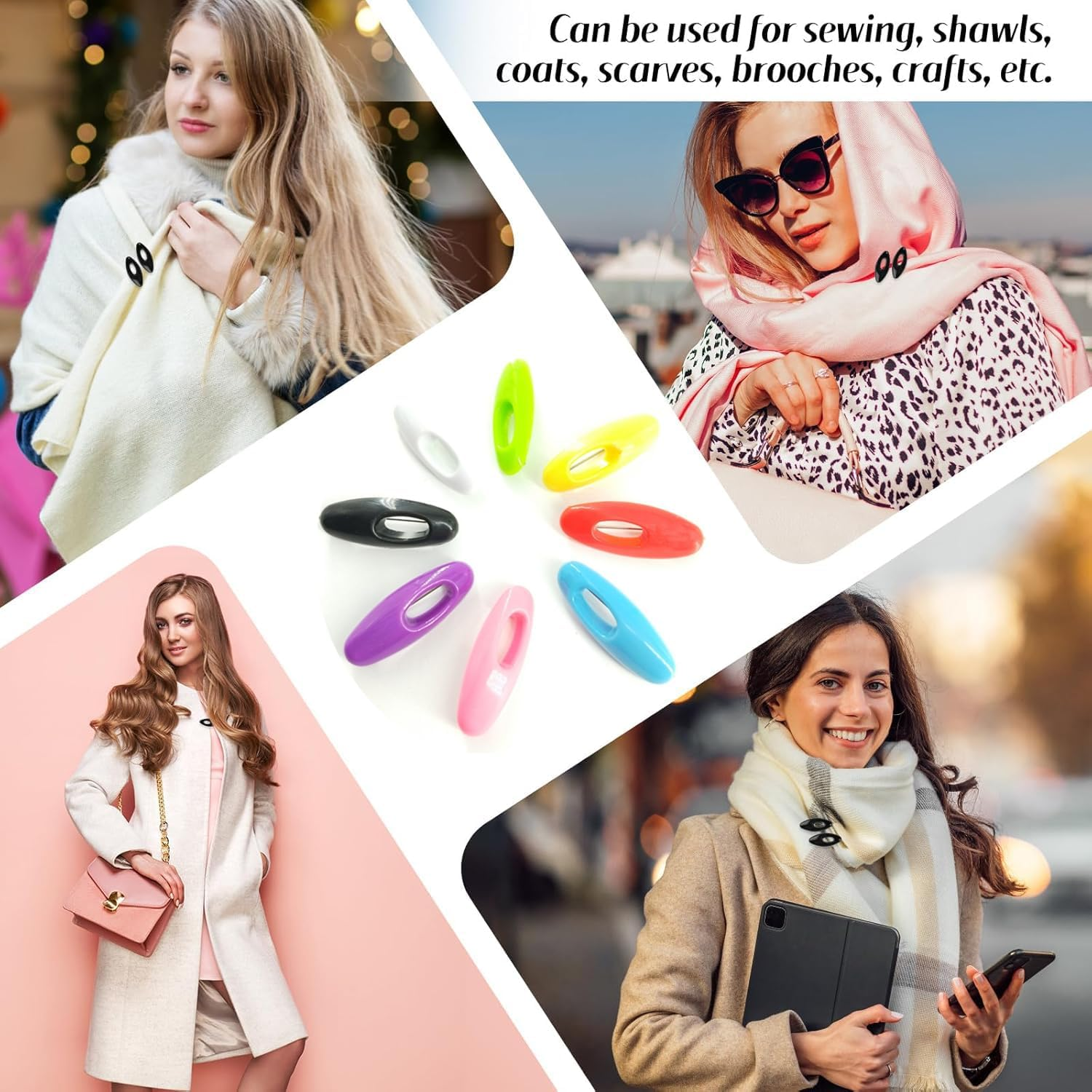 Paifencodill Scarf Safety Pin, 12 Pcs Cover Head Safety Pin Colored Scarf Safety Pin Plastic Pin Plastic Scarf Clip Plastic Cover Used for Sewing Clothes Scarves Shawls Decorative Accessories (Black) image number 6