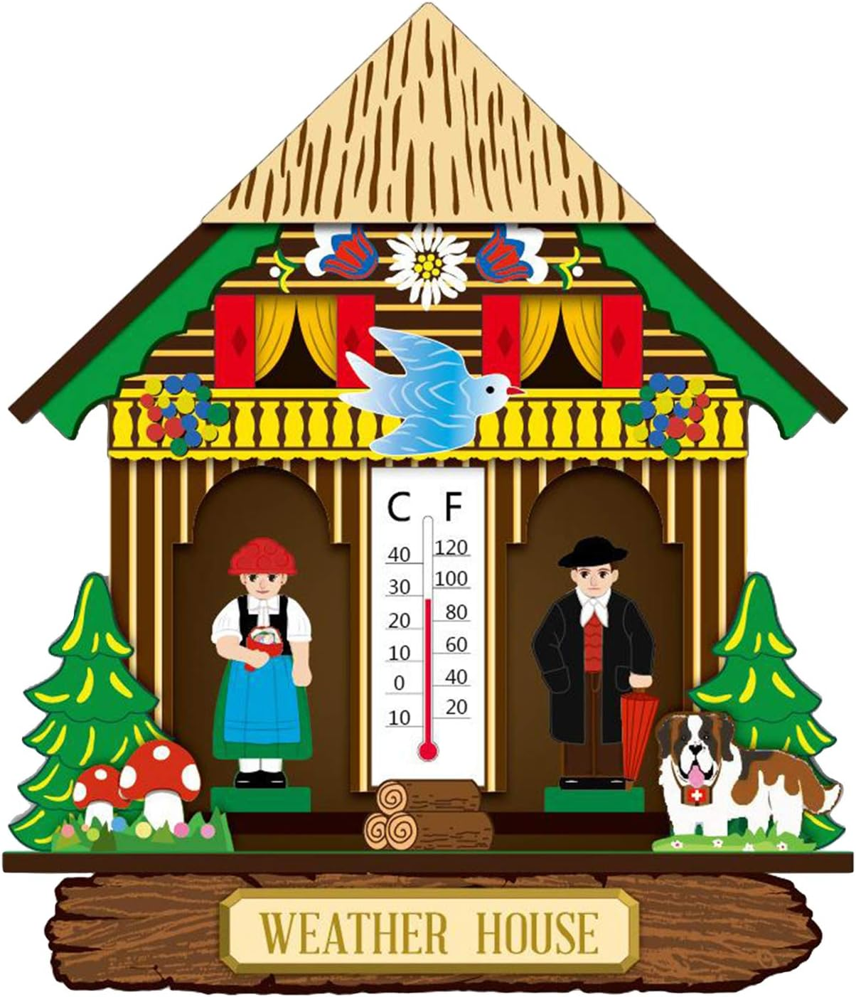 Wooden Indoor Hygrometer, Wall Hanging Temperature Humidity Monitor for Home, Bedroom, Kitchen, Patio, Wine Cellar, 14X6X13Cm image number 1