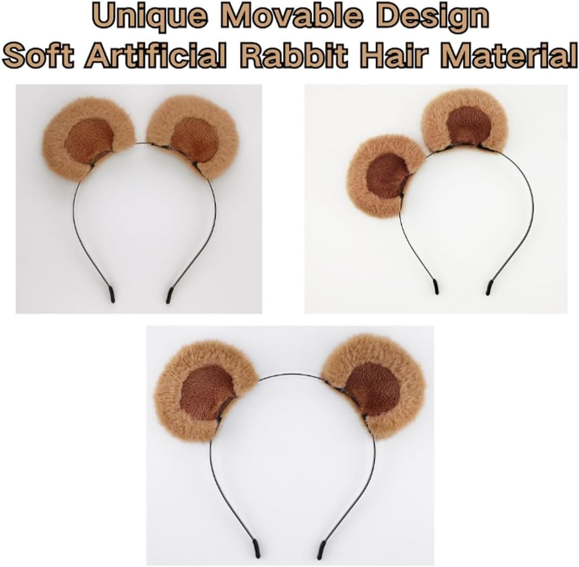 Cute Movable Plush Bear Ears Headband, Soft Makeup Headband, for Adults and Kids - Ideal for Halloween, Cosplay Parties and Daily Use image number 4