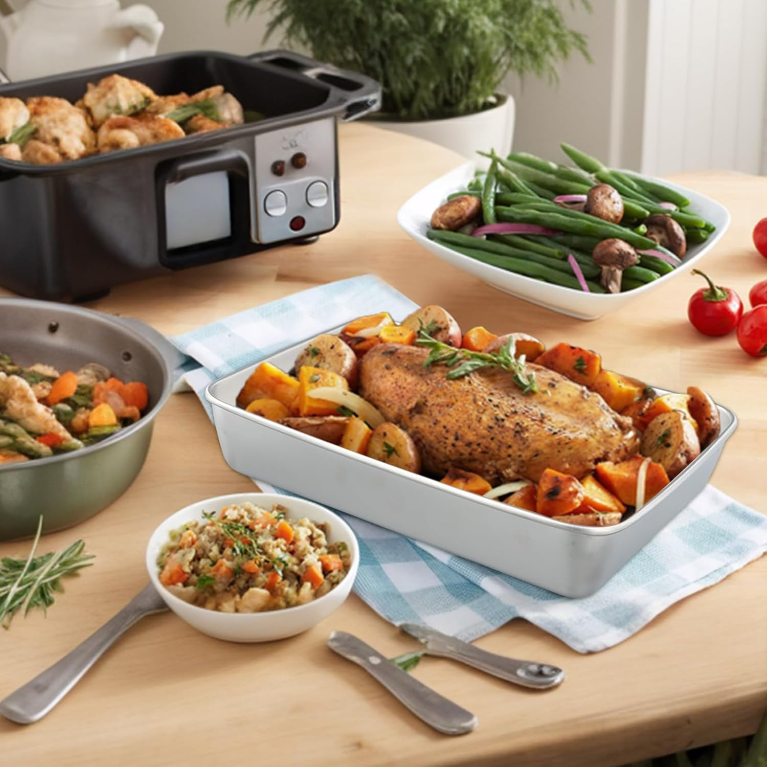 3 Pieces Stainless Steel Crisper Box, Refrigerator Crisper Food Storage Boxs, Food Containers Sets with Plastic Lid, Storage Boxs, Cold Cuts Box Fresh, Refrigerator Organizer image number 2