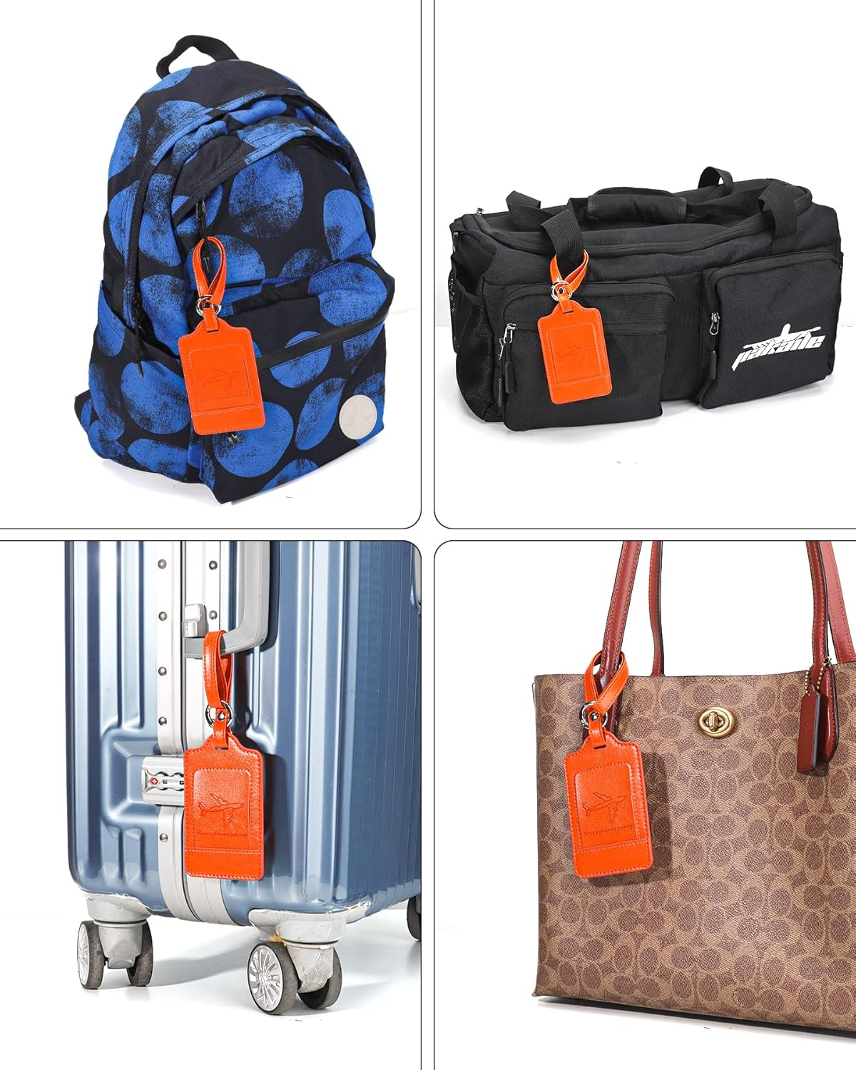 Teskyer Luggage Tags, 3 Pack Premium PU Leahter Luggage Tags Privacy Protection Travel Bag Labels Suitcase Tags