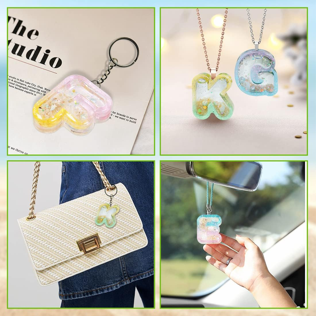 Voyyphixa Alphabet Resin Molds Resin Shaker Molds Charms Epoxy Quicksand Silicone Casting Molds with 26PCS Seal Film for Keychain Jewelry Pendant DIY Decoration Art Craft (Quicksand Mold) - Quicksand Mold image number 5