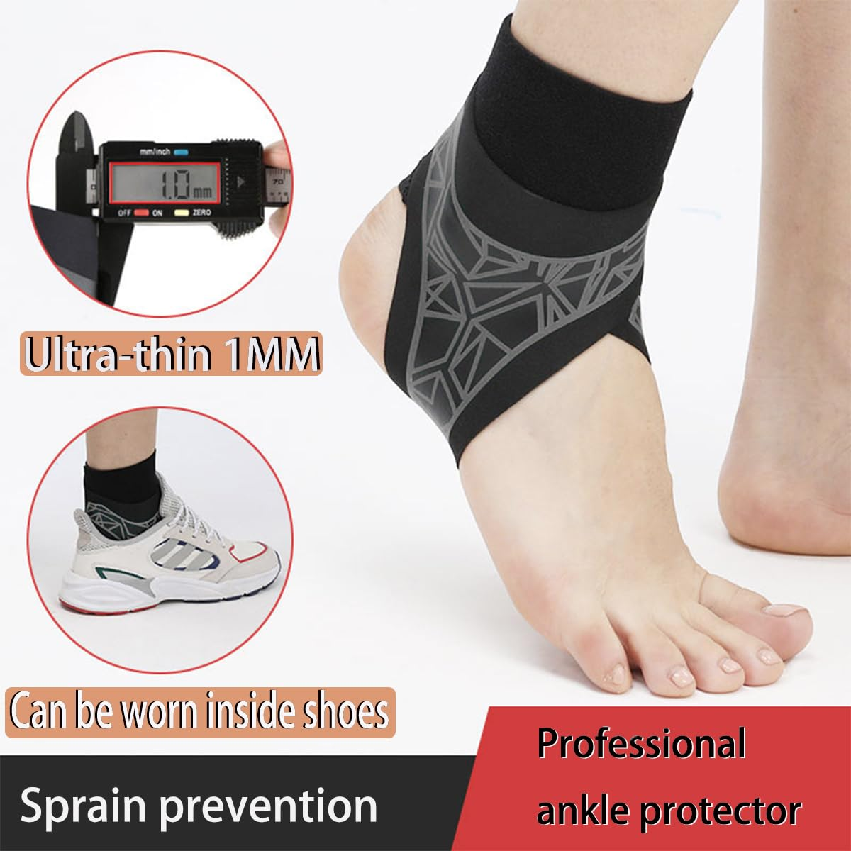 Ankle Support Brace， Open-Heel Ankle Brace with Adjustable Straps for Sports Protect, Plantar Fasciitis, Achilles Tendonitis, Ligament Damage, Injury Recovery，Male and Female,No Distinction between Left and Right (1, Gray, L/XL) image number 3