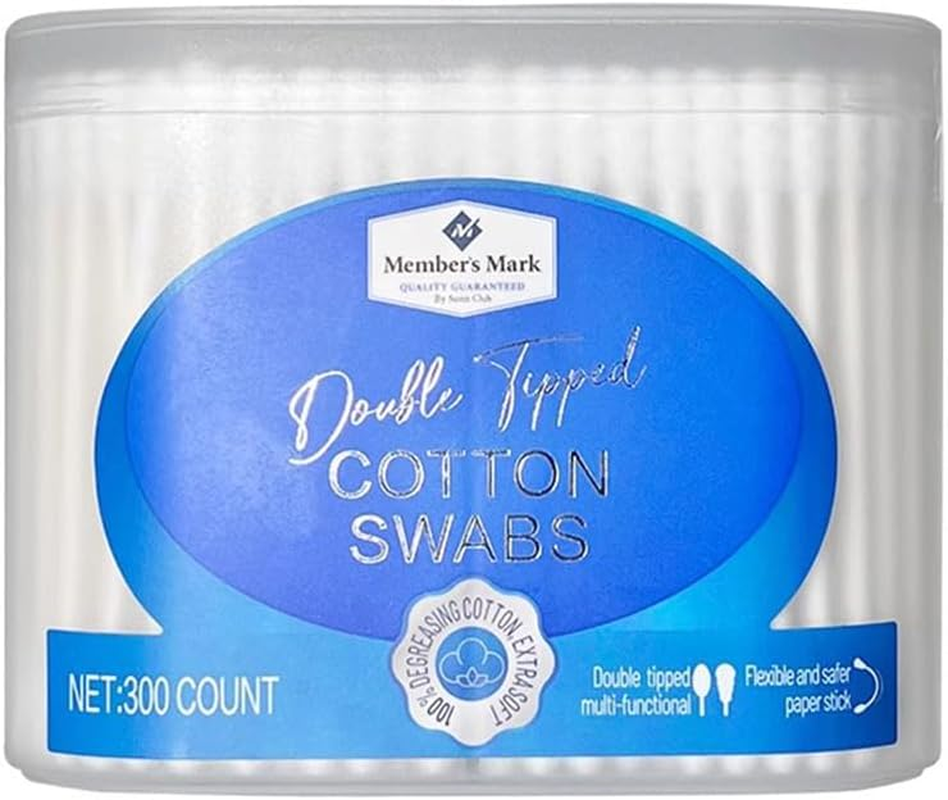 Member'S Mark Cotton Swabs Double Tipped 900PCS 76Mm Length for Skin Cleansing Beauty Makeup 300Pcs/Box