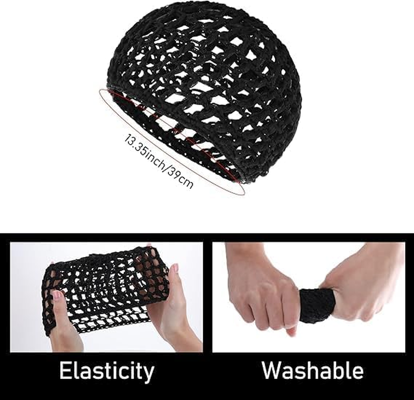 Hair Net Nylon Hair Wrap for Sleeping & Styling, Elastic Hair Mesh for Curls, Buns & Protective Styles /2-Pack Black Hair Nets image number 4