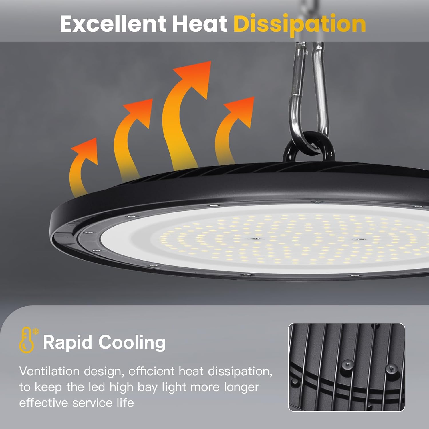 Advwin High Bay Lights 6500K 21000LM, LED Shop Light Lamp 1 Pack with Hook/Chain, IP 65 Waterproof, for Factory Warehouse Workshop Factory Store Garage Gym Industrial Shed image number 2