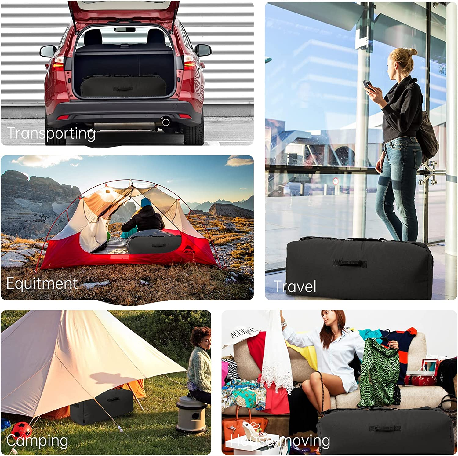 36 Inch Canvas Duffel Bag,100L Extra Large Luggage Duffle for Travel,Sport and Camping image number 3