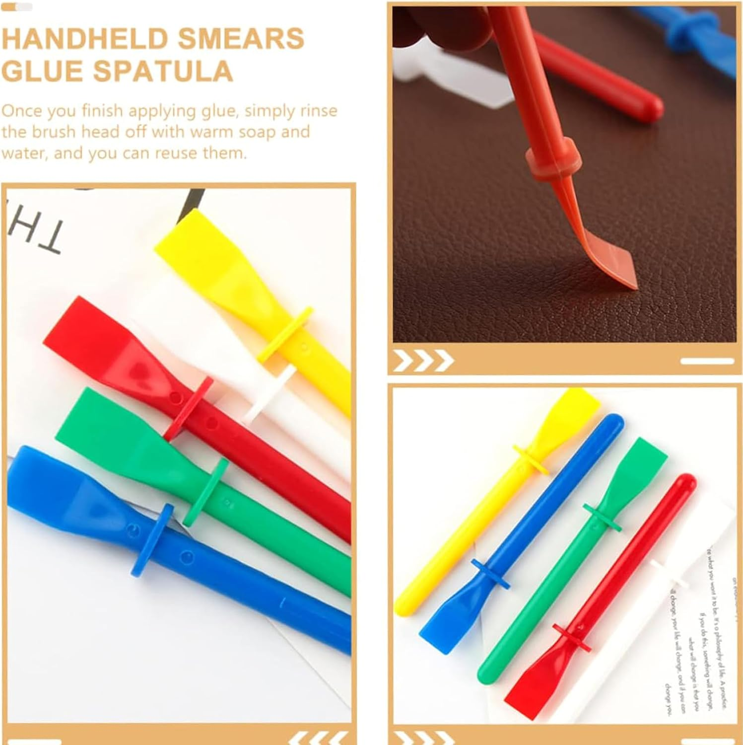 Glue Applicator,Leather Craft Tools,Leather Glue Paint Tool Colored Glue Smears Sticks,Silicone Glue Smear Sticks Plastic Paint Scraper,For Handmade DIY Pu-Leather Craft Tool (10, Assorted) image number 2