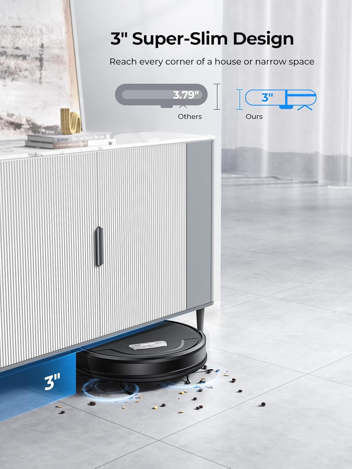 Laresar Clean Evol 3 Robot Vacuum, 4500Pa Suction, 180Min Runtime Robot Vacuum Cleaner and Mop, 3-In-1 Robot Vacuum and Mop, Wifi/App/Alexa/Remote Control, Slim & Quite for Pet Hair/Carpet/Hard Floor