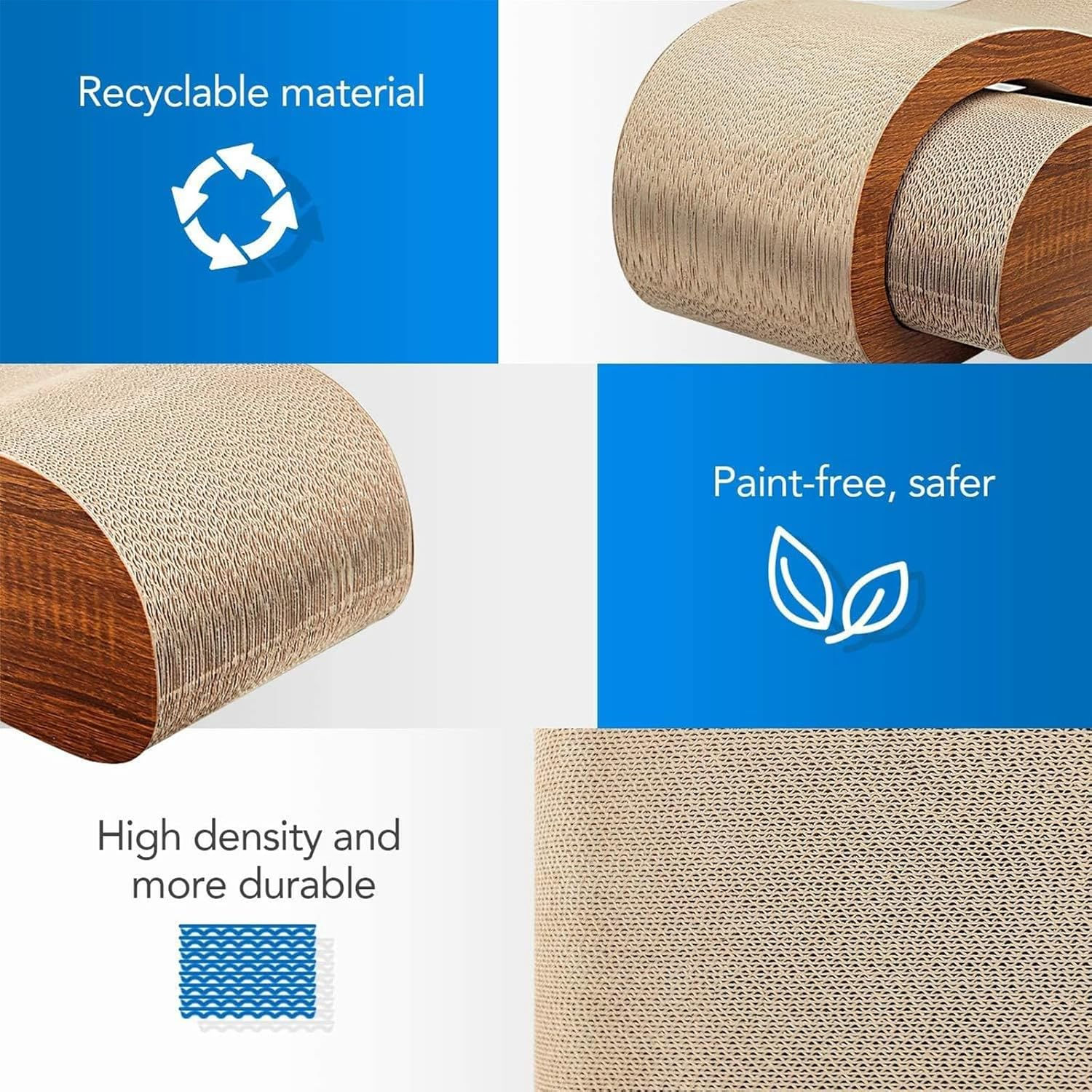 Cozioz 2-In-1 Cat Scratcher and Lounge Bed - Durable Cardboard Pads, Scratching Post, Protects Furniture, Large (2-In-1 L) image number 1