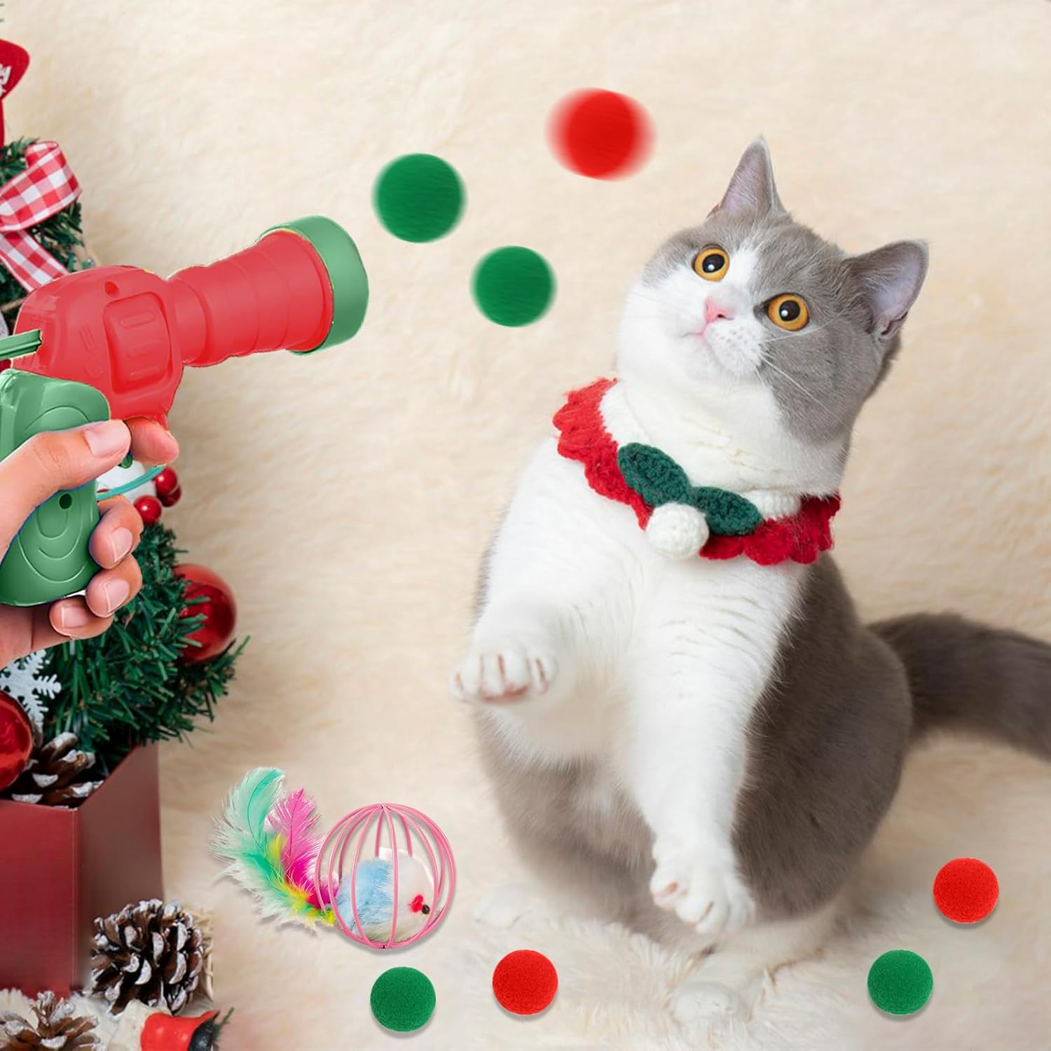 TZQFROCE Cat Toy Interactive Cat Toy Launcher Set with Multiple Accessories Cat Toy Balls Interactive Toy for Cats and Dogs image number 5