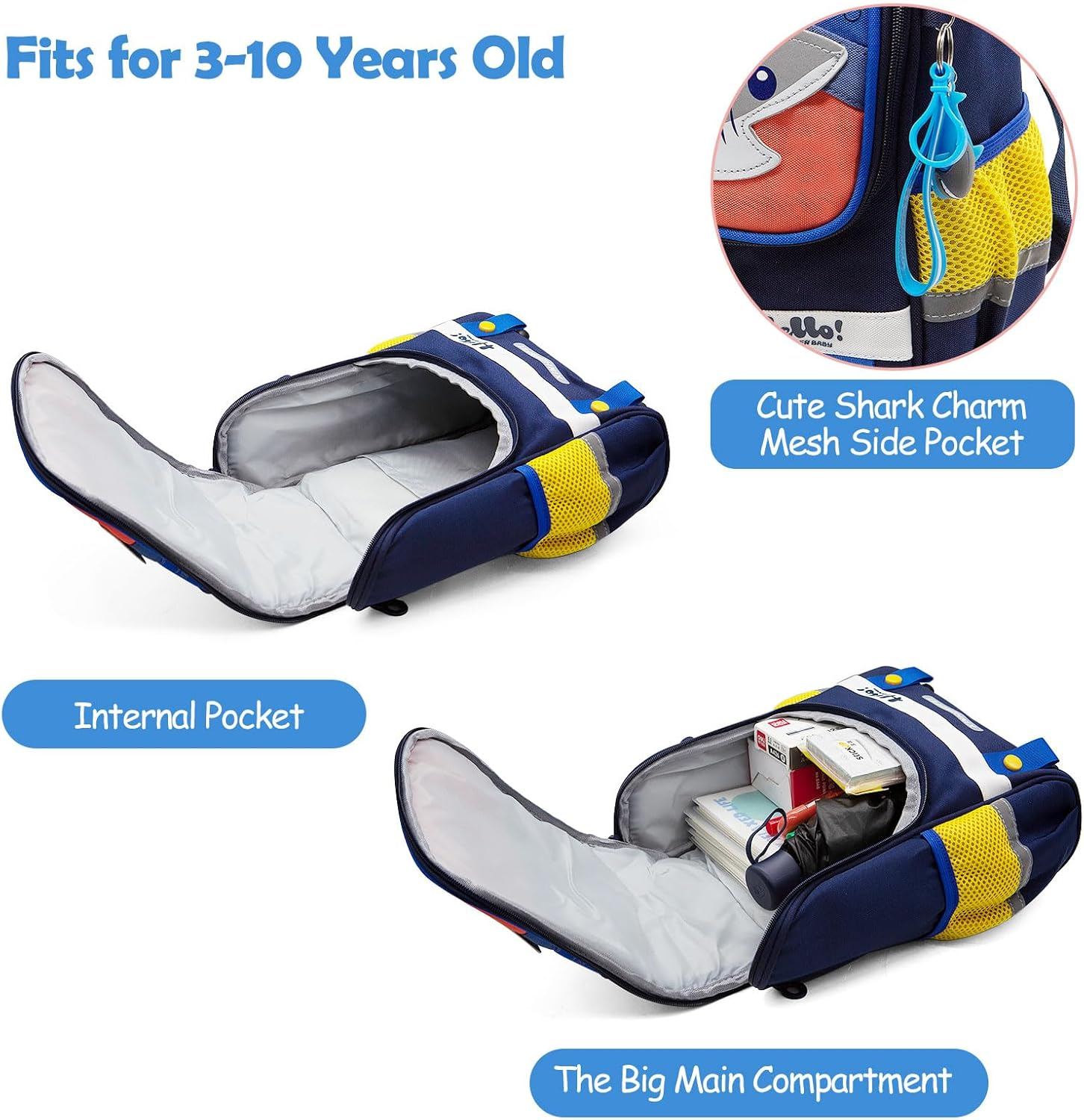 LJCZKA Toddler School Backpack Boys with Chest Strap, Children&rsquo;S Backpack Animal with Reflective Strip Water Resistant for Age 3-6 image number 4