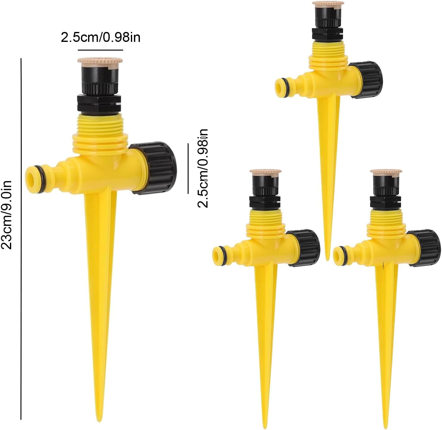 Proxima Direct 3 Pack Garden Sprinklers Lawn Sprinkler Automatic 360&deg; Rotating Lawn Sprinkler Adjustable Watering System for Yard Garden Lawn Large Coverage Area (Yellow) image number 5