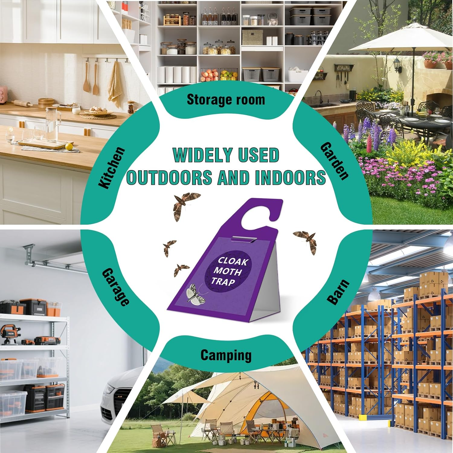 Moth Traps, Clothes Moth Killer with Sticky Glue Pheromone, No Toxic Odorless Organic Meal Moths Trap,Sticky Trap Based Repellent for Closets Carpet Kitchen Garden Barn,6 Packs image number 2