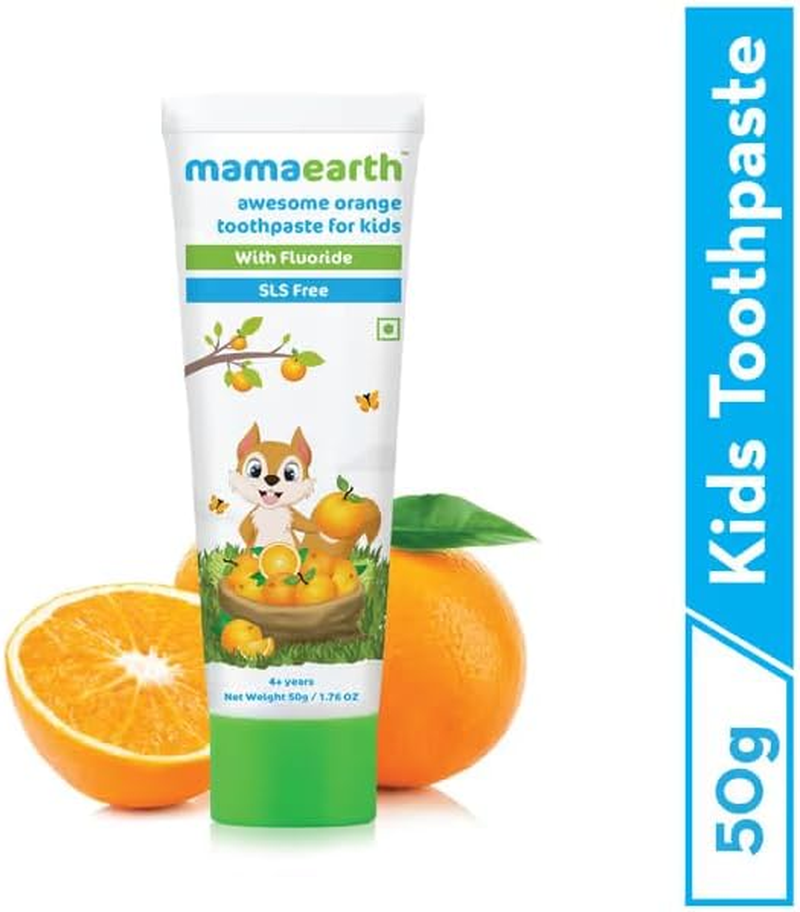 Mamaearth Natural Toothpaste, Orange Flavour, SLS Free, with 750 PPM Fluoride, 4+ Years, Plant Based (50 GM)