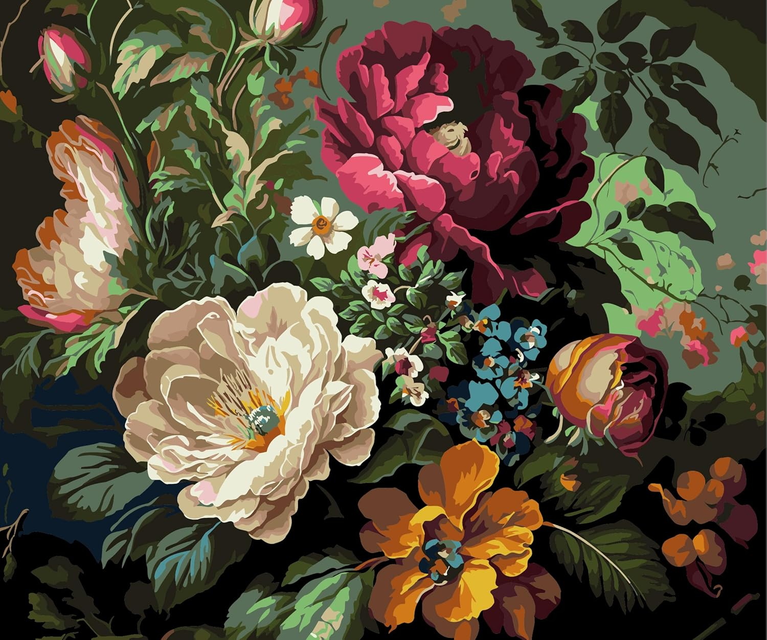 Paint by Number for Adults. DIY Acrylic Painting Kit for Adults Beginner Flowers &ndash; 16&rdquo; X 20&rdquo;With 3 Brushes and Bright Colors image number 2