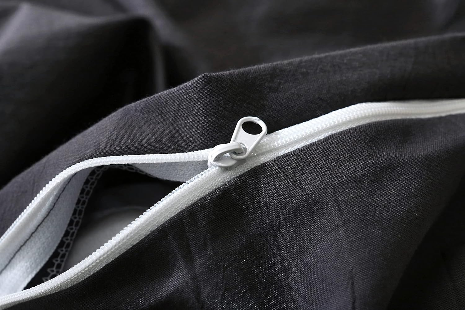 F.Y.Dreams 100% Washed Cotton Duvet Cover for Weighted Blanket 60X80 Inches with 8 Ties, Zipper on Long Side/Black Grey/Just Duvet Cover image number 3