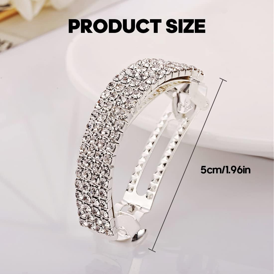 2 Pack Ponytail Hair Clips, Classic Large Hair Clips for Medium to Thin Hair, French Vintage Hair Accessories for Women (Silver) image number 2