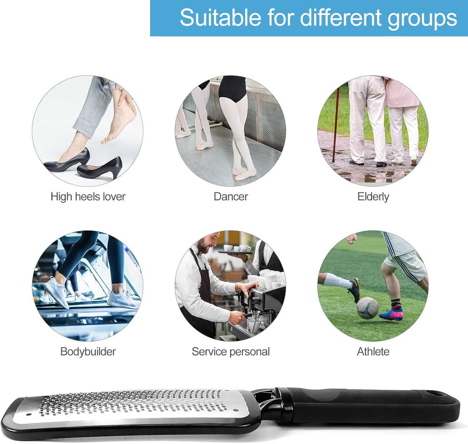 Sularpek Callus Rasp, Foot File Pedicure, Callus Rasp for Callus Removal, Foot File Made of Stainless Steel, Black image number 5