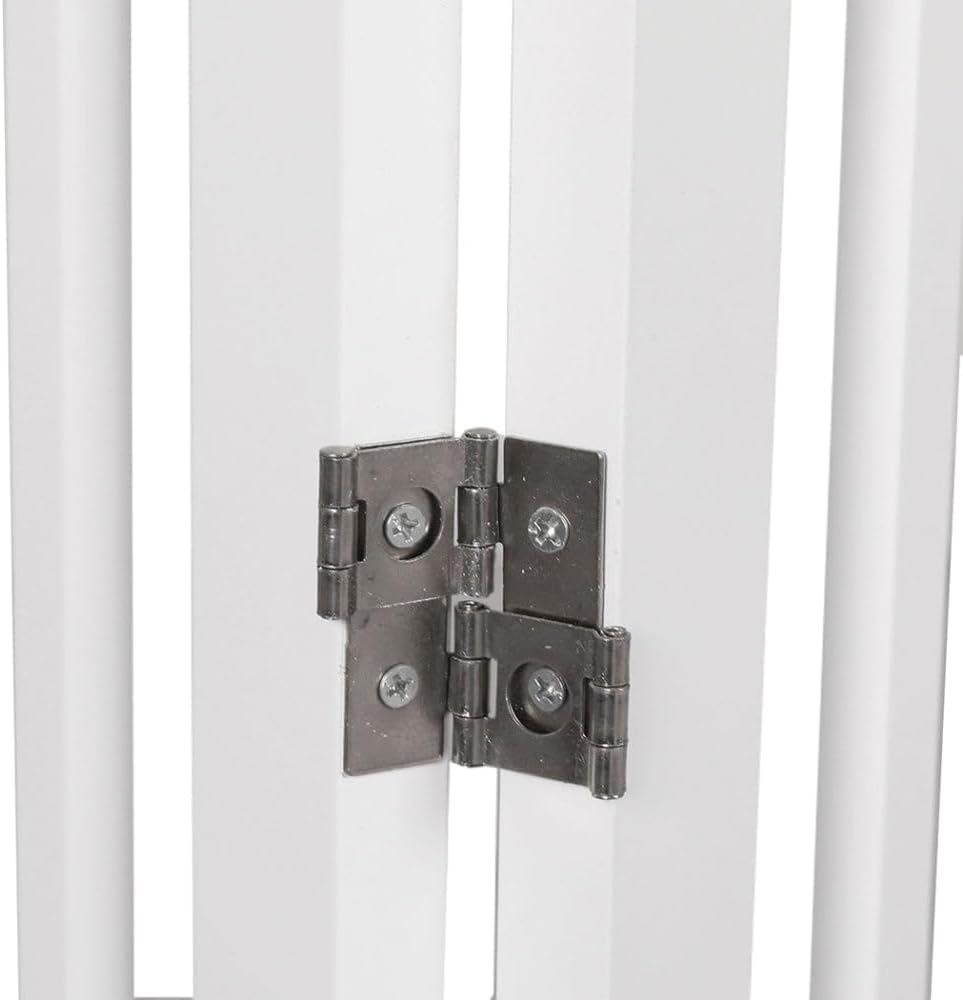 Pawz Wooden Pet Gate Dog Fence Safety Stair Barrier Security Door 4 Panels White, Cat Dog Wooden Fence with Narrow Gaps, Fold Easily for Storage Pet Playpen, Durable and Smooth Hinges for Baby Gate image number 1