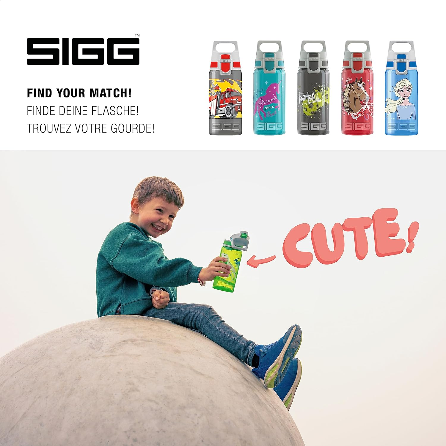 Sigg - Kids Water Bottle - Viva One Horse Club - Leak-Proof Lid - Dishwasher - Bpa Free - Sport and Bike - One Hand Children'S Drink Bottle - 17 Oz