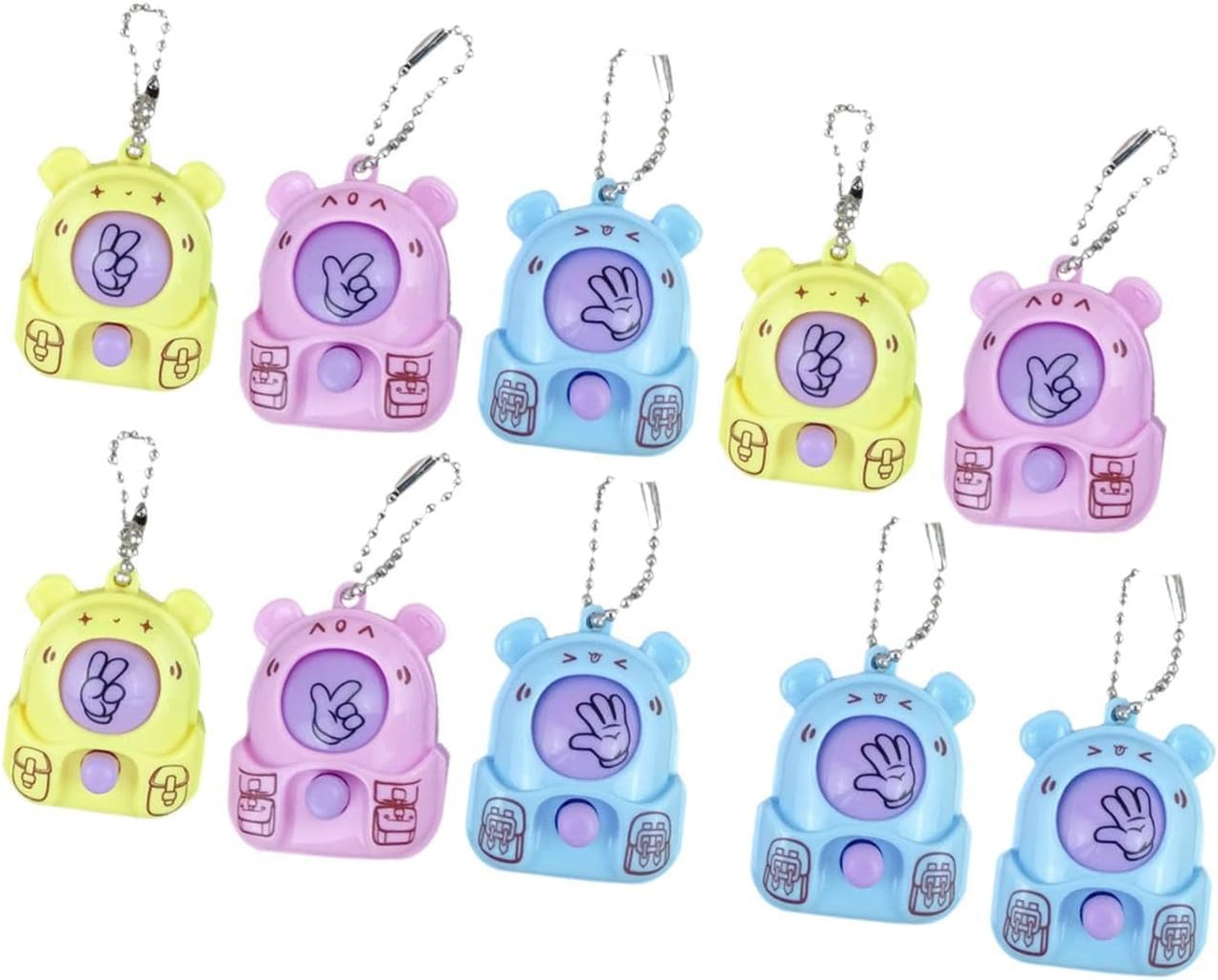 Generic 10Pcs Rock Paper Scissors Guessing Game Toys for Kids Gifts Mini Cartoon Toy with Keychain for Children And image number 2