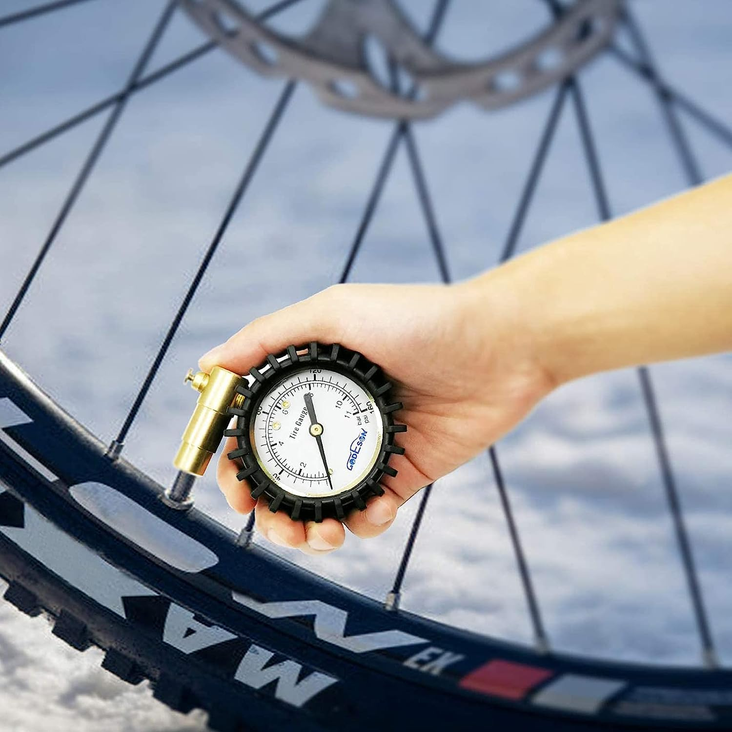 Godeson Presta Valve Tire Pressure Gauge with Bicycle Air Pressure Relief for Road Cycling Tiresrange to 160 PSI/11BAR image number 2