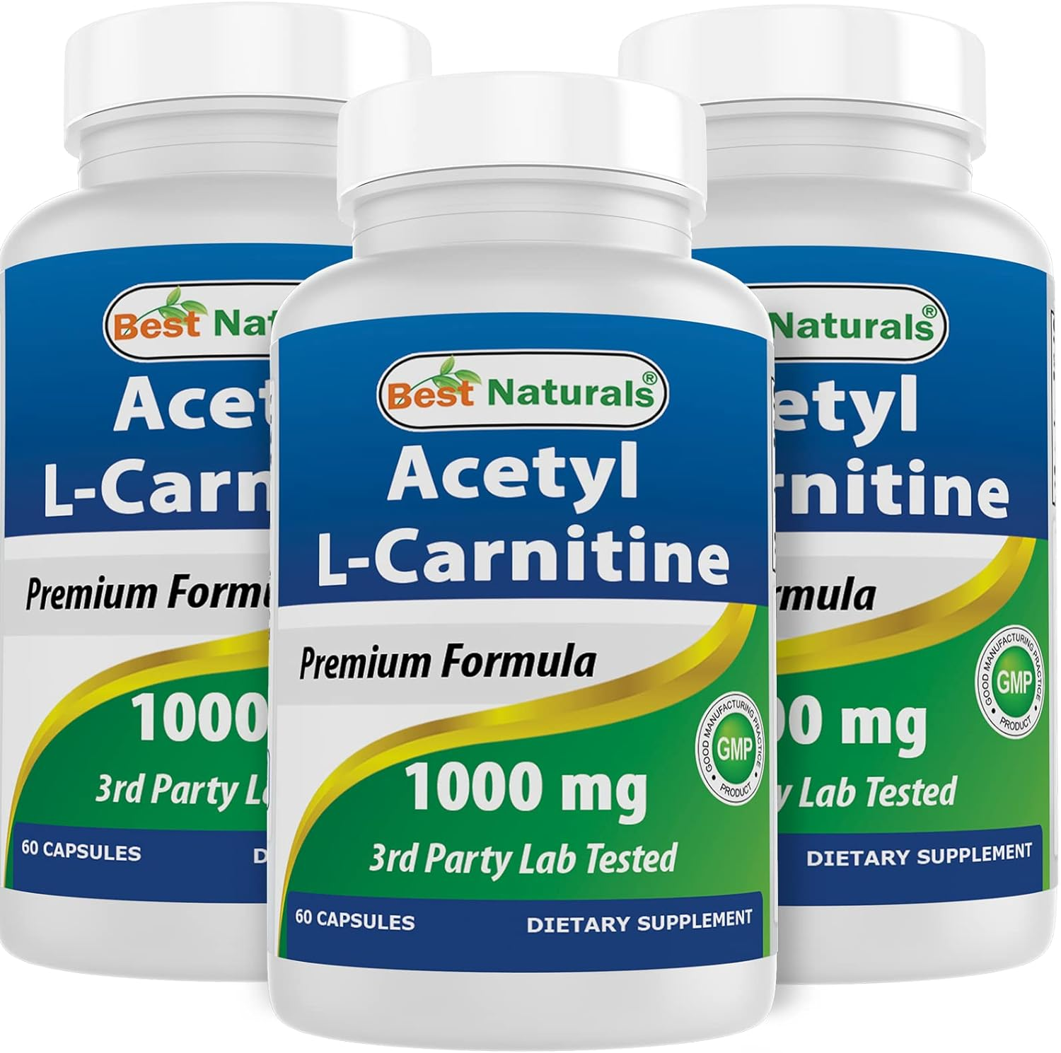 Best Naturals Acetyl L-Carnitine 1000 Mg 60 Capsules (60 Count (Pack of 3))