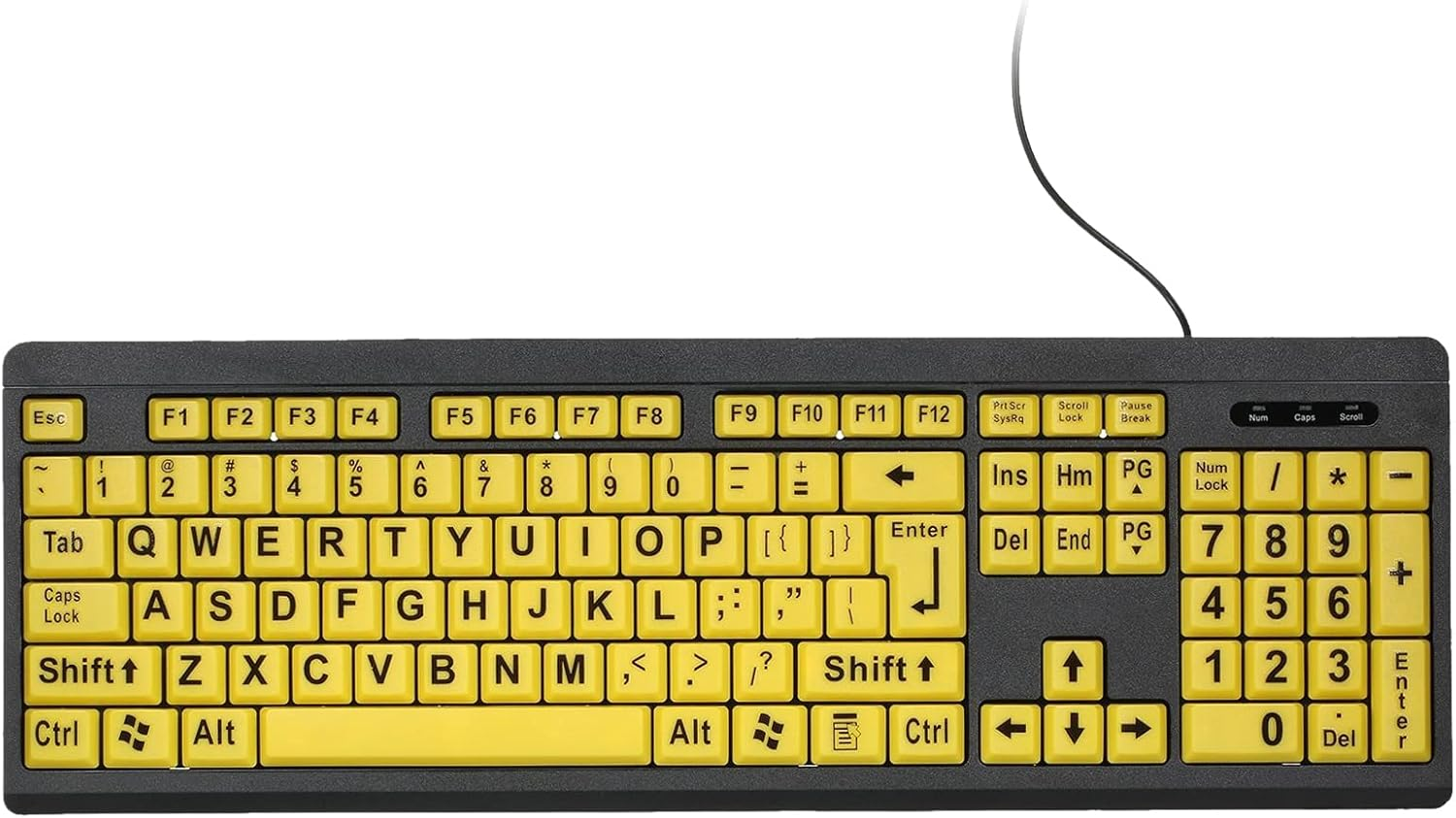 Wired USB Large Print Computer Keyboard for Low Vision Users High Contrast 104 Keys Letters for Old Men VCXN image number 1