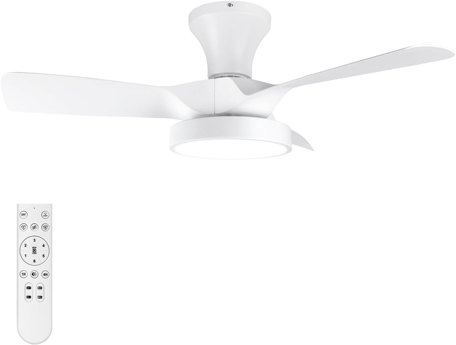 Soilsiu Ceiling Fans with Lights Remote, 32 Inch Low Profile Ceiling Fan with 3 Colors and 6 Speeds Options, 3 Blades Fans Lamp for Ktichen Bedroom Dinning Room Patio(Black)