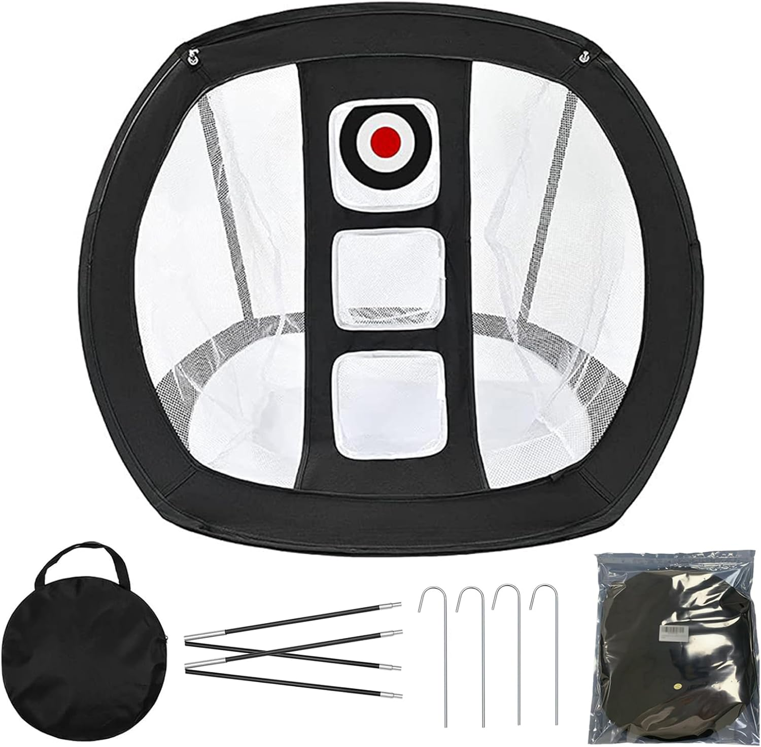 Foldable Golf Chipping Practice Net, with 4 Ground Stakes and Storage Bag